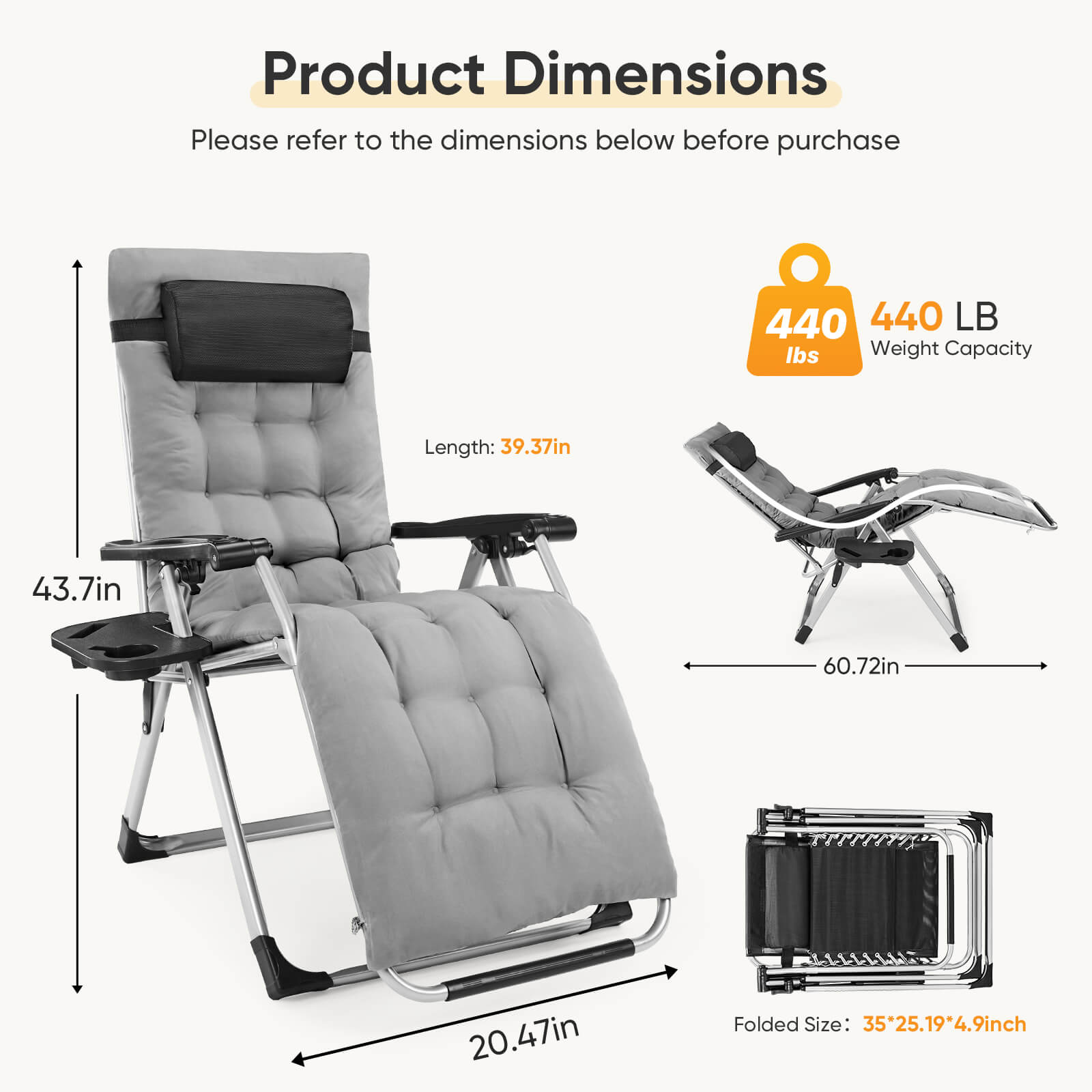 WareBay Zero Gravity Chair Set of 2 – Folding Recliner for Outdoor & Indoor Use