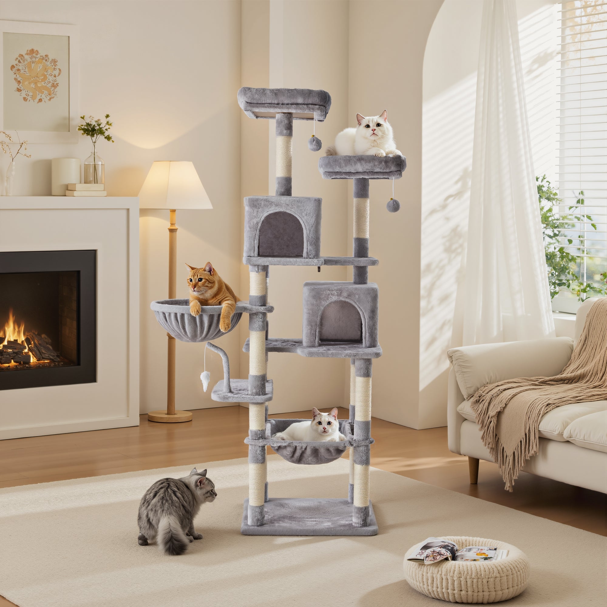 71" Seven-Level Dark Gray Cat Tree