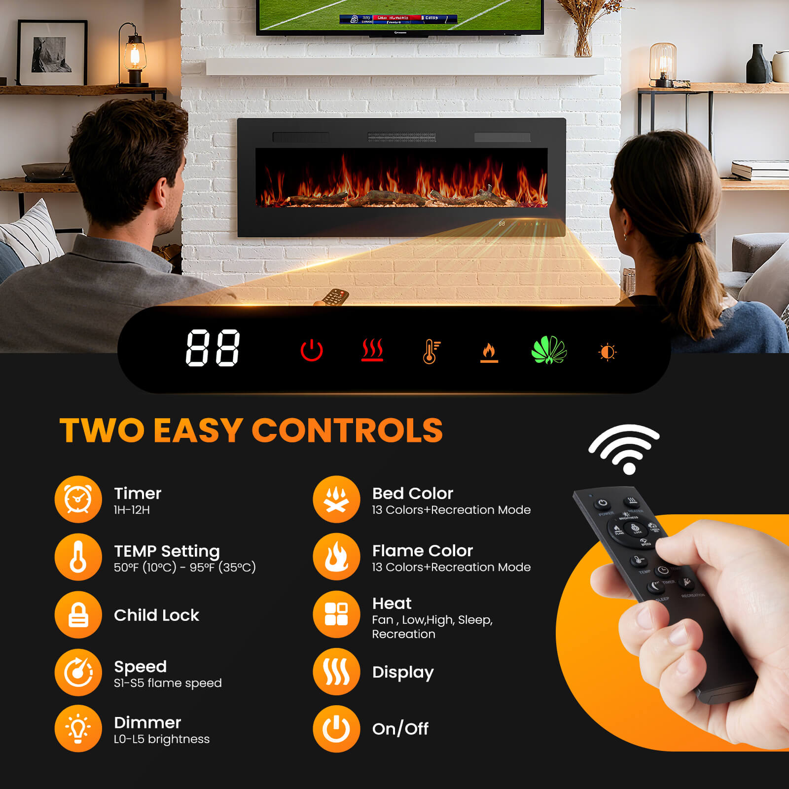 recessed electric fireplace