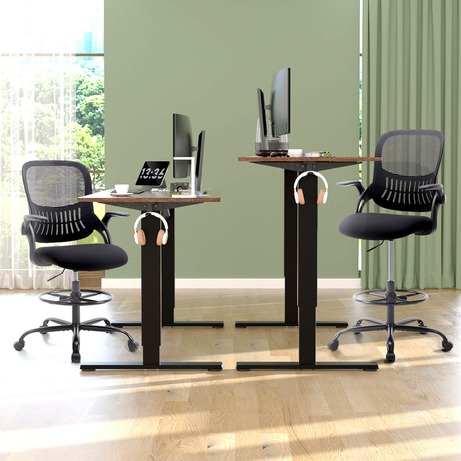 Ergonomic Office Chair Flip-Up Armrests Lumbar Support