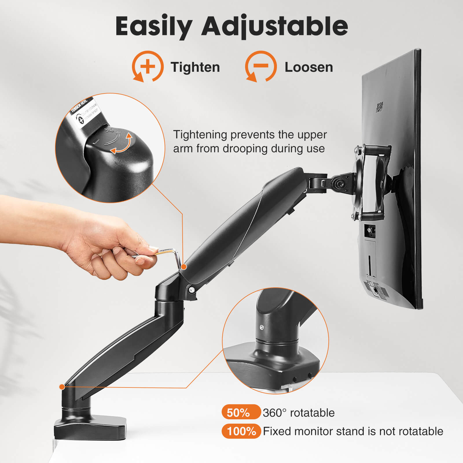 Adjustable Single Monitor Mount Arm