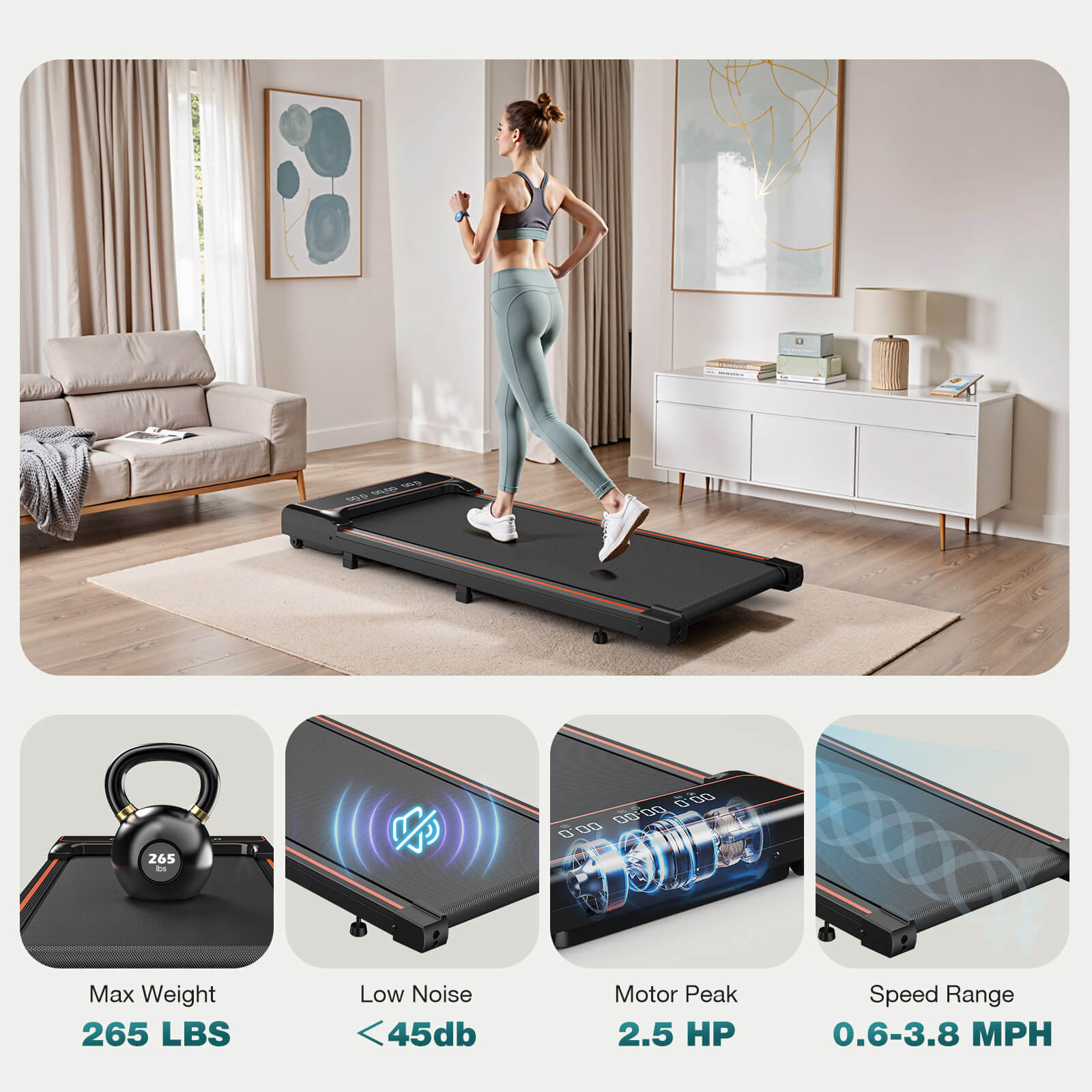 Foldable Treadmill with Handrails