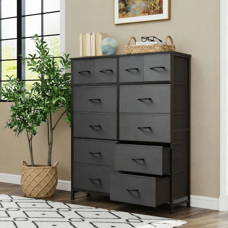 WareBay 12-Drawer Fabric Dresser with Wooden Top for Bedroom & Closet Storage