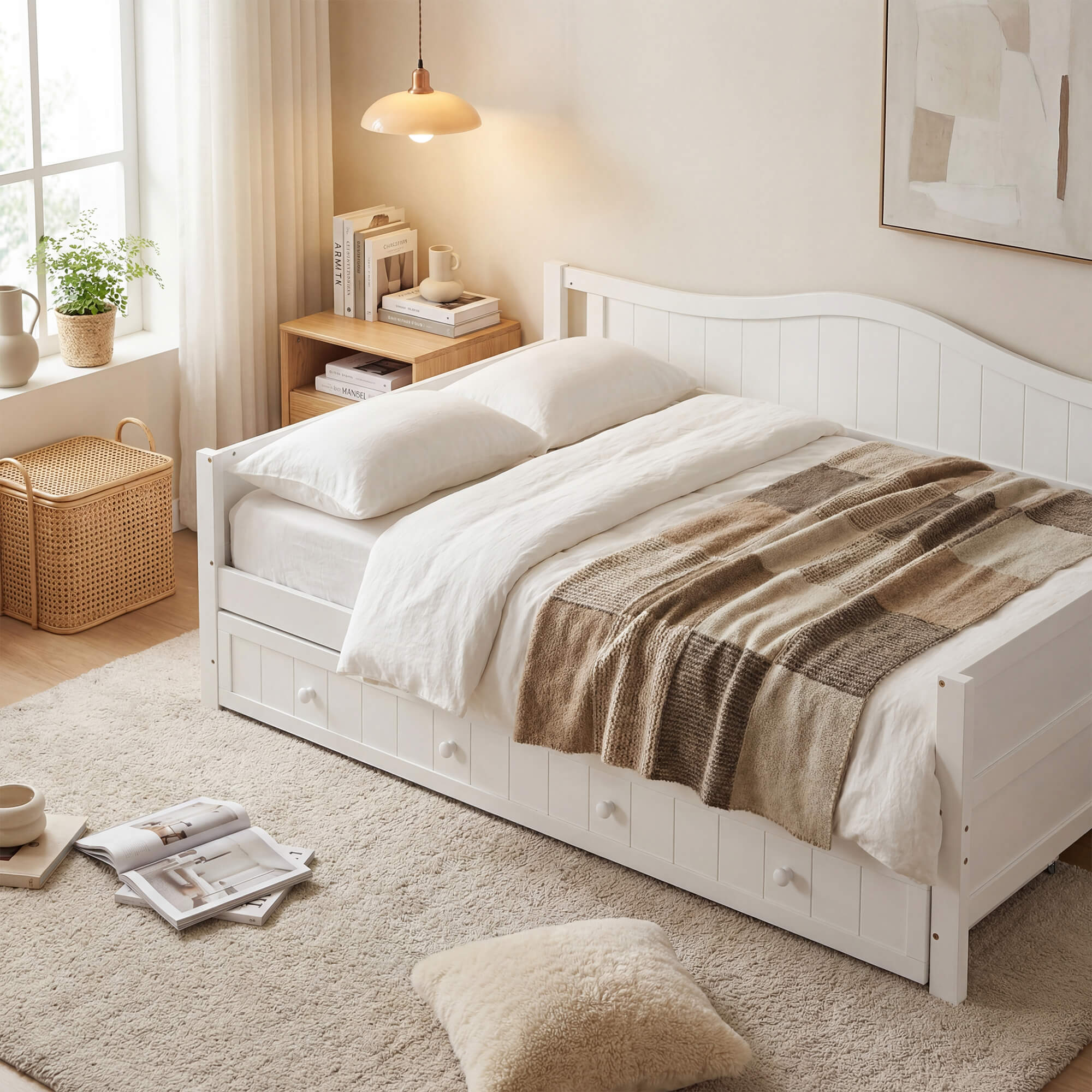 SpaceWise White Twin Daybed with Trundle