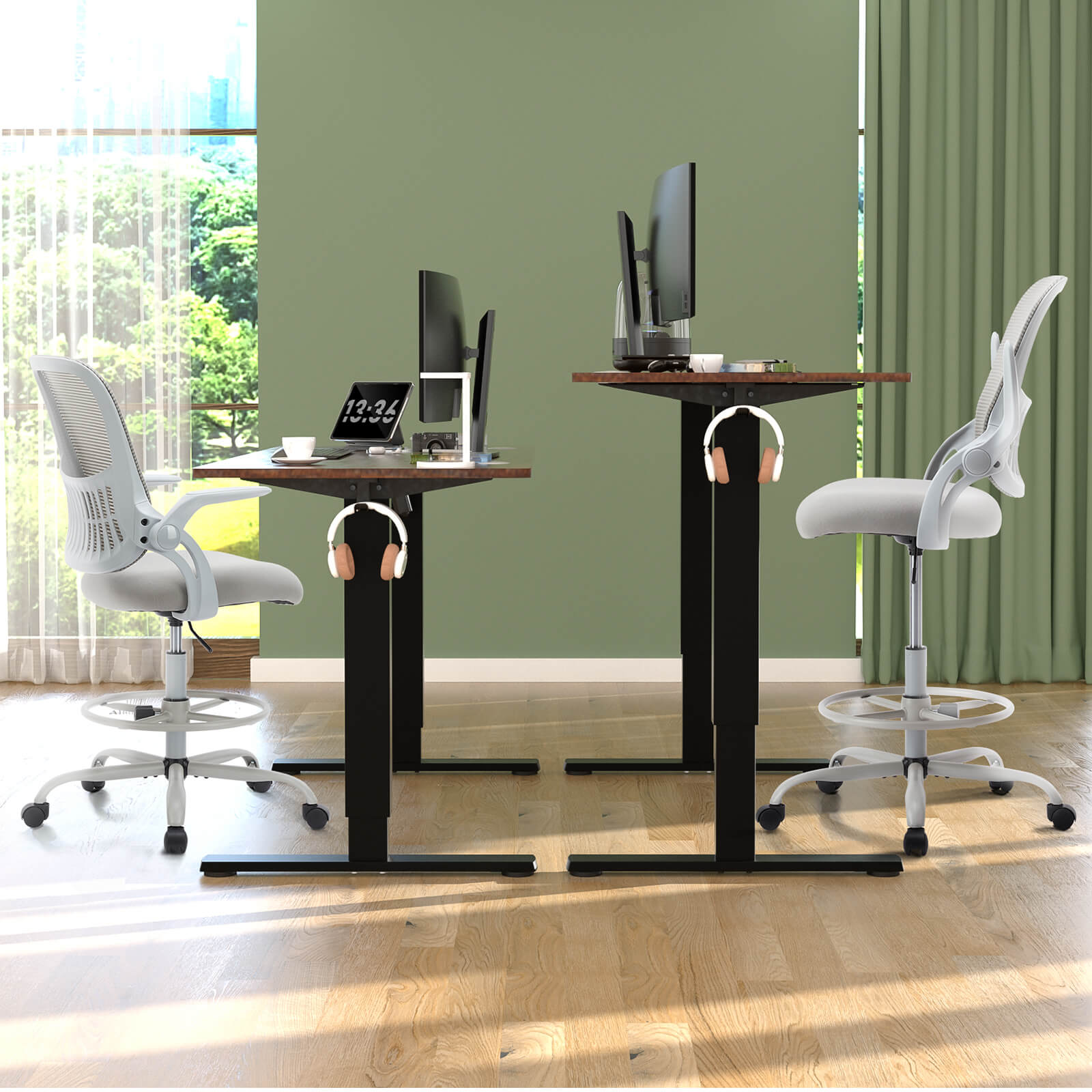 Ergonomic Office Chair Flip-Up Armrests Lumbar Support