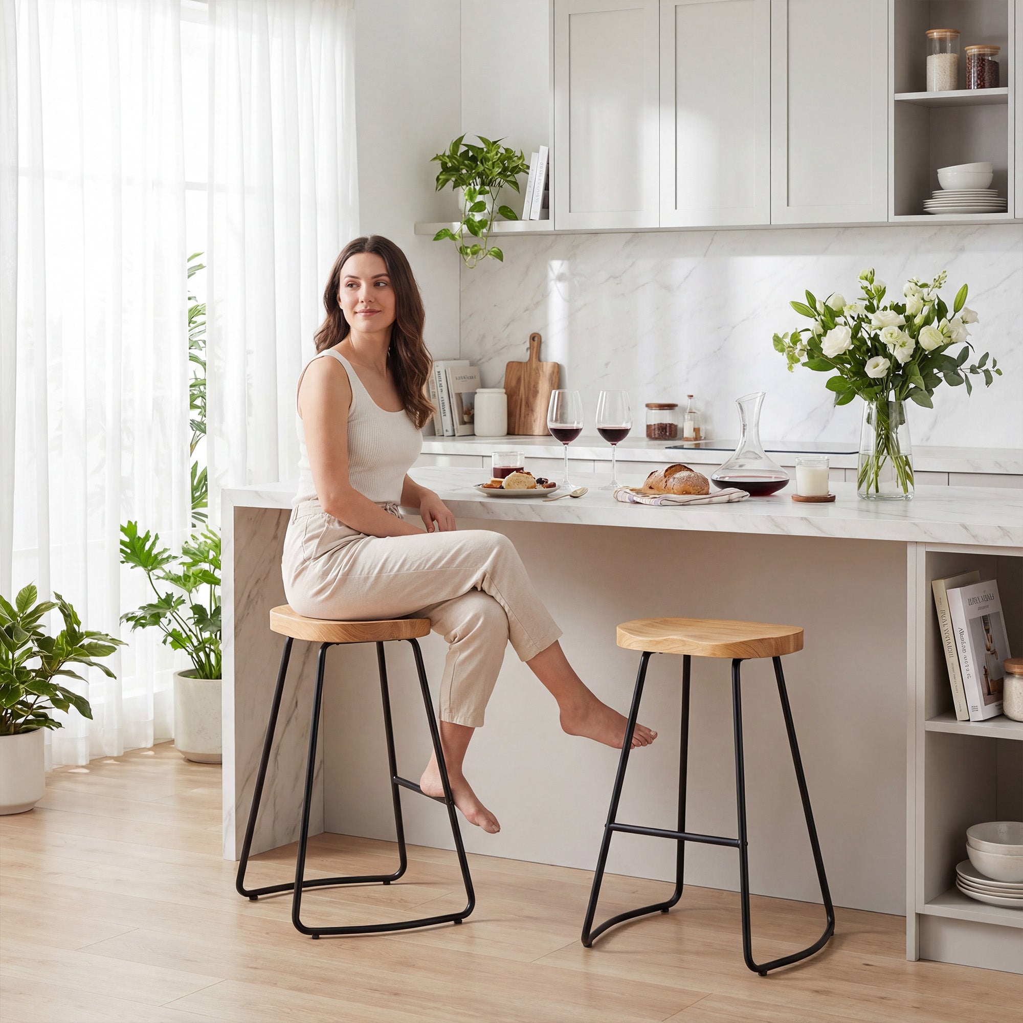 Wooden Counter Height Bar Stool
