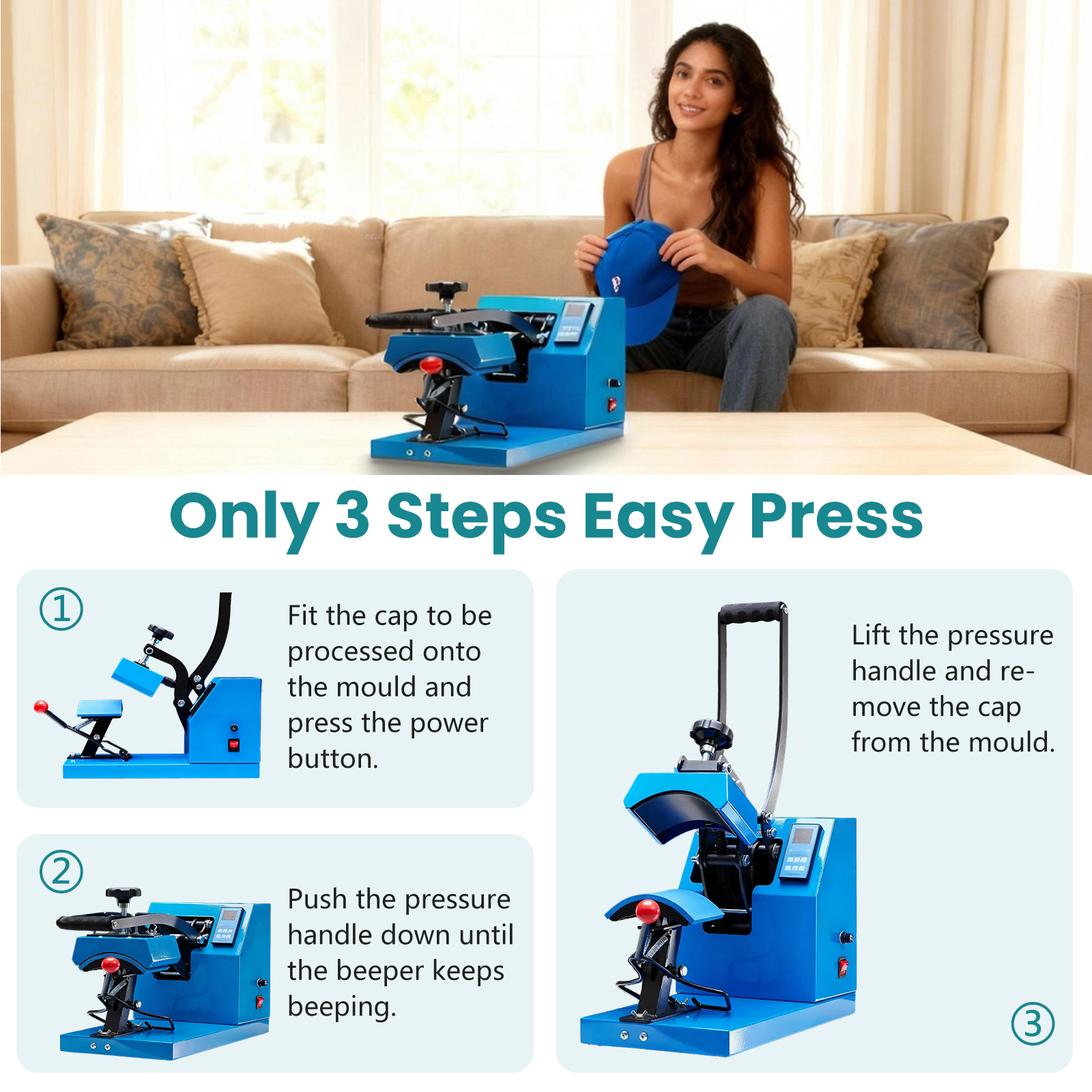 Hat Cap Heat Press 3.2×5.5 Inch