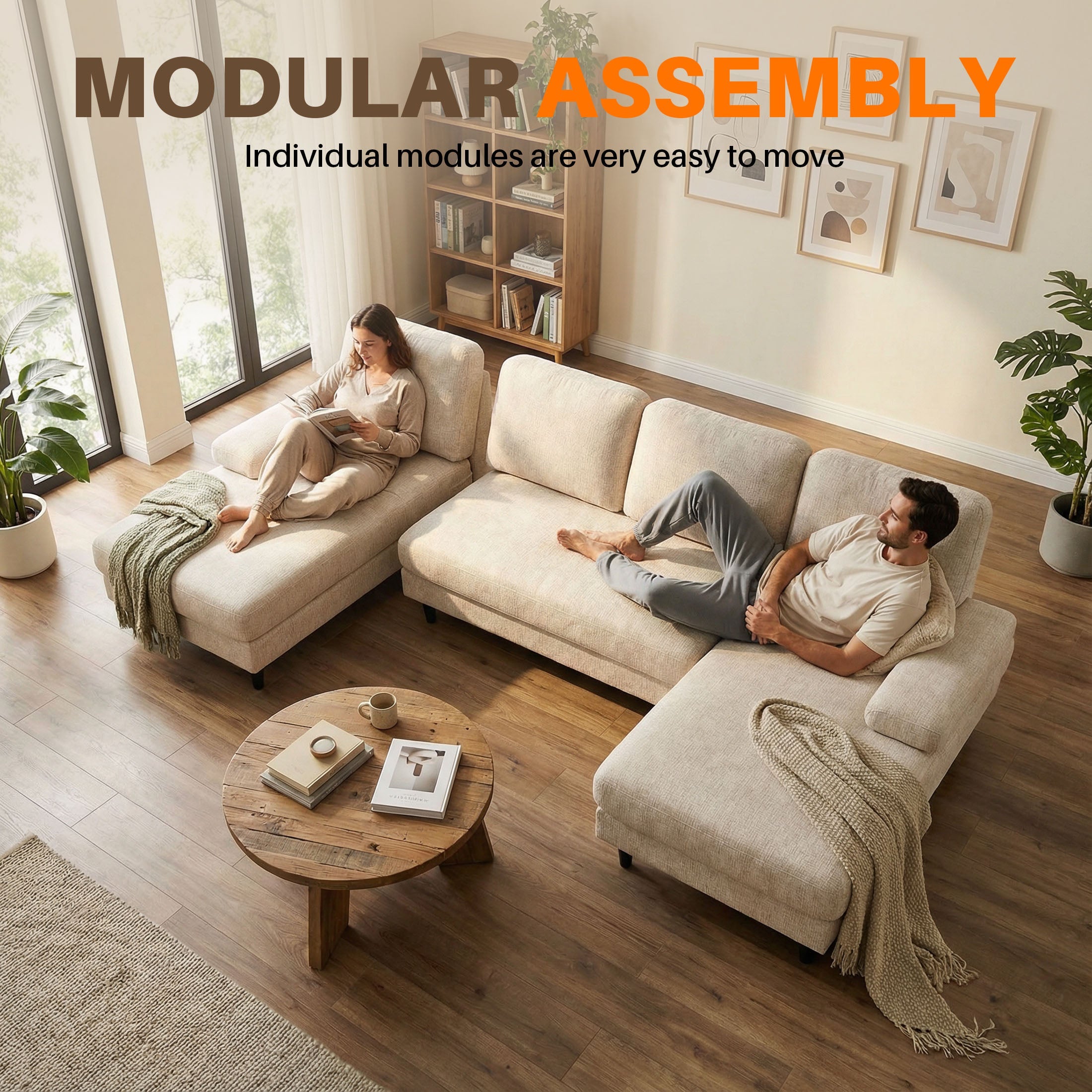 U-Shaped Modular Chenille Sectional Sofa