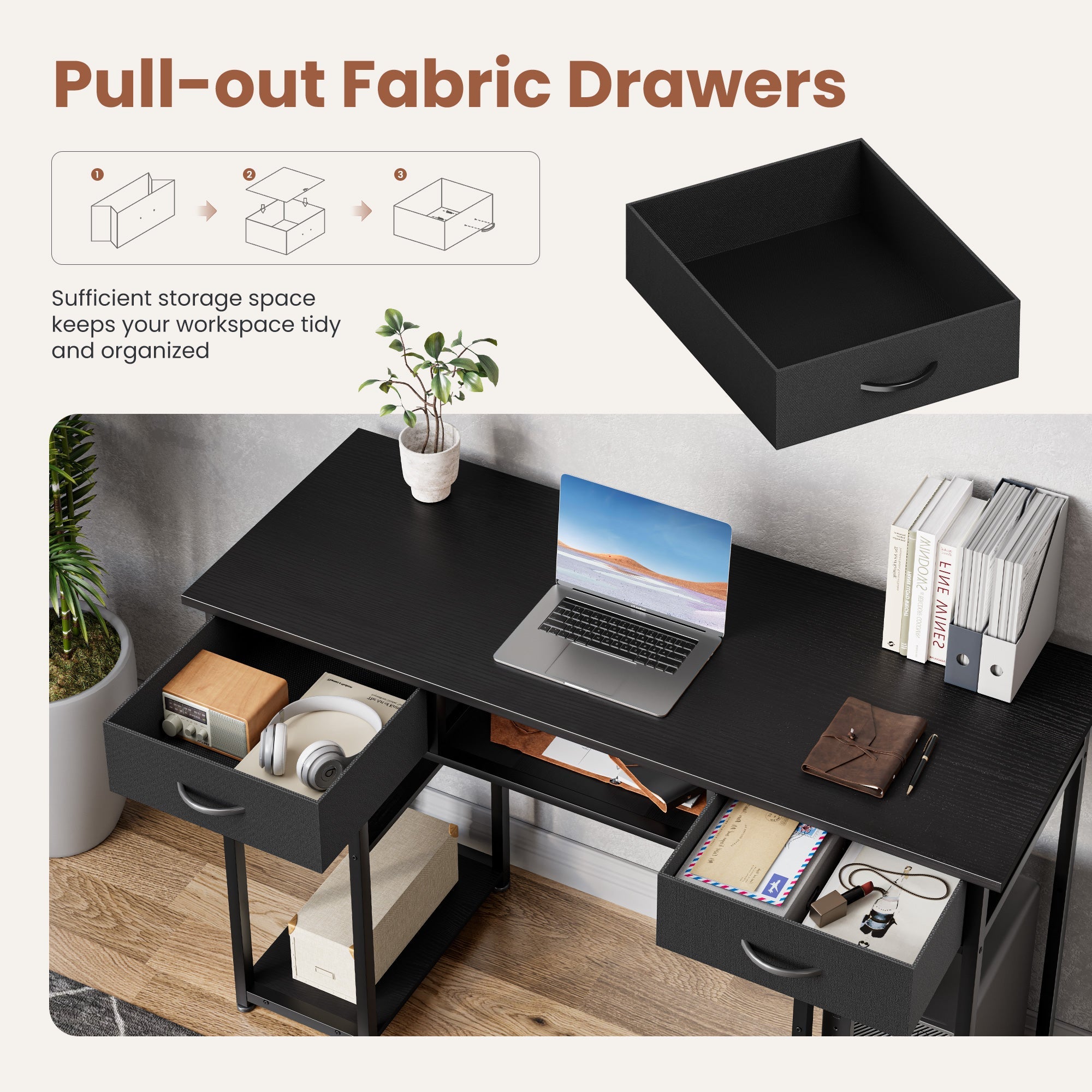 48-Inch Home Office Desk 3 Drawers