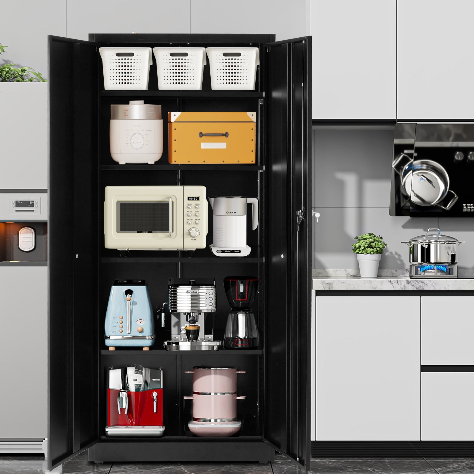 Lockable Steel Storage Cabinet with Wheels