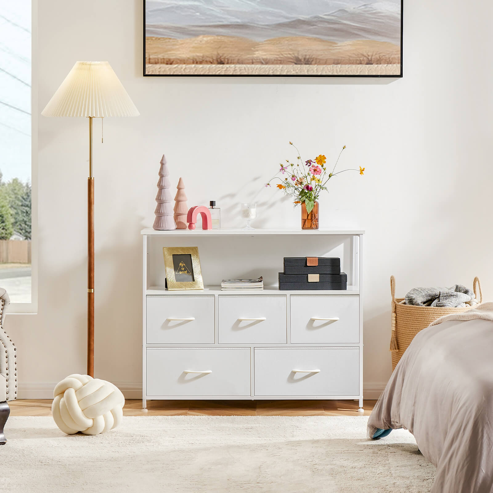 5-Drawer Open Storage TV Stand