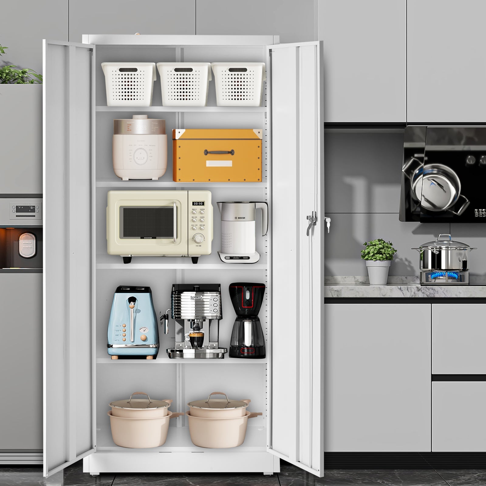 Lockable Steel Storage Cabinet with Wheels