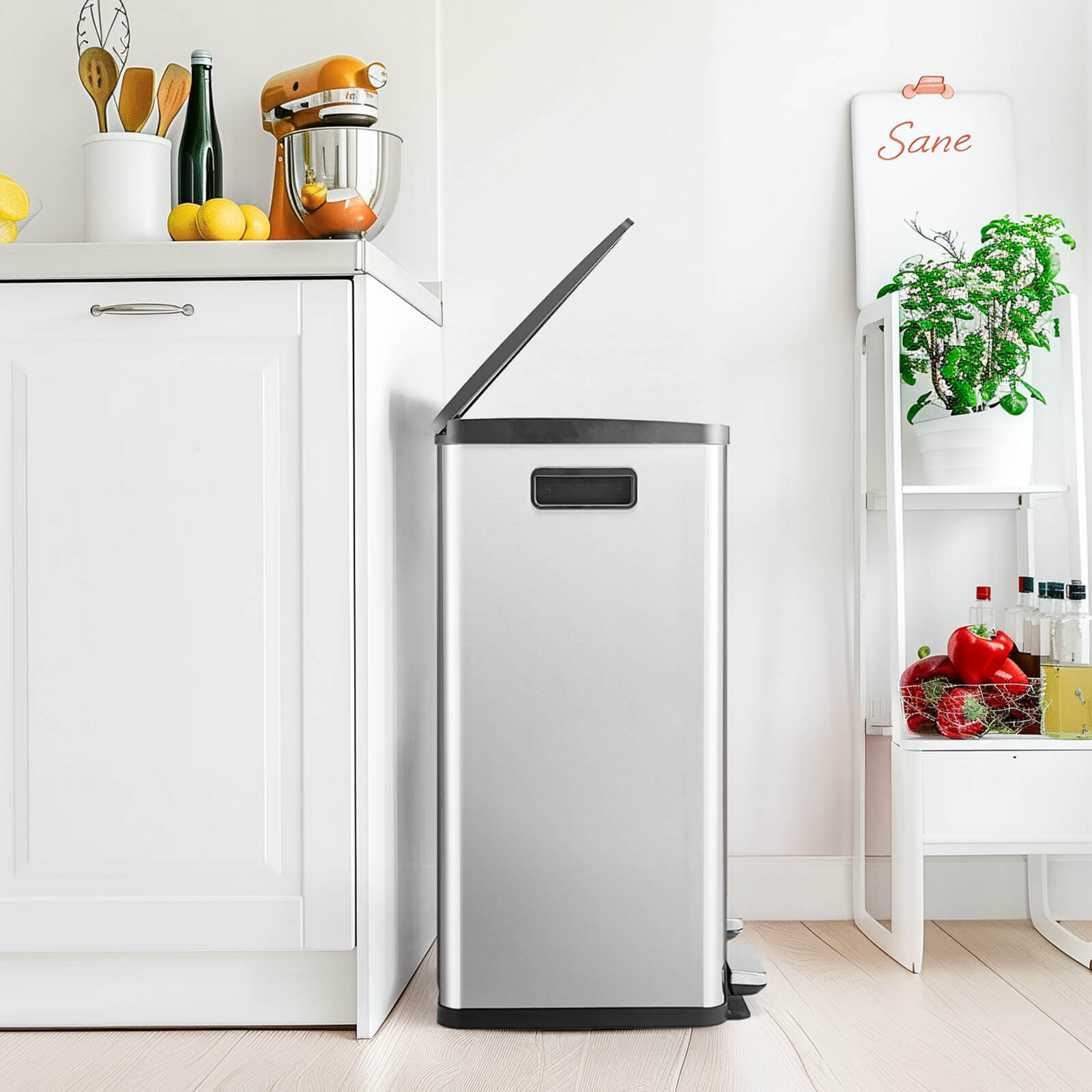 Stainless Steel 16-Gallon Pedal Trash Can