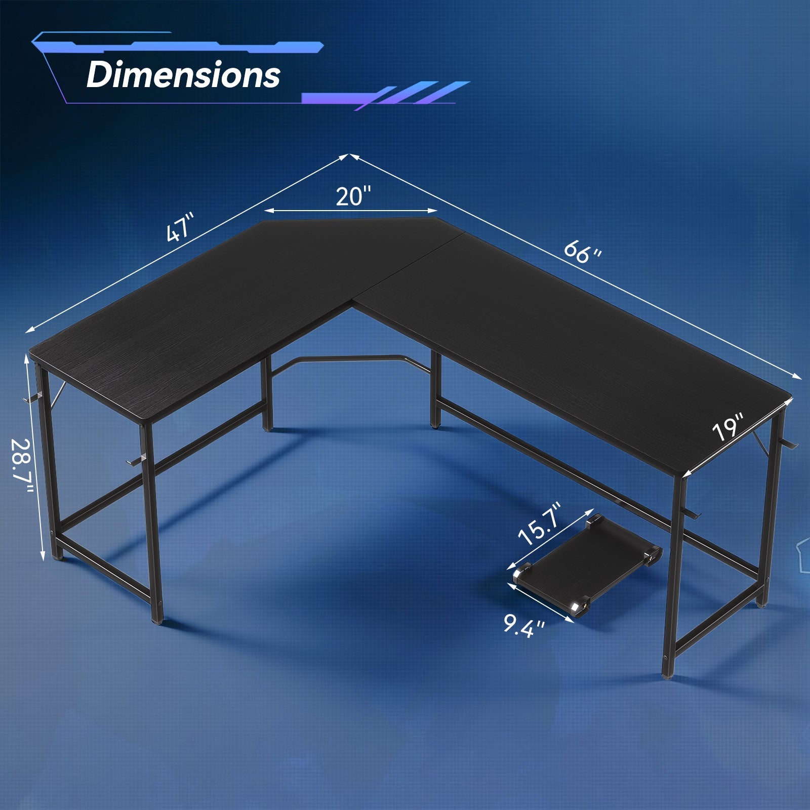 L-Shaped Computer Desk with CPU Stand
