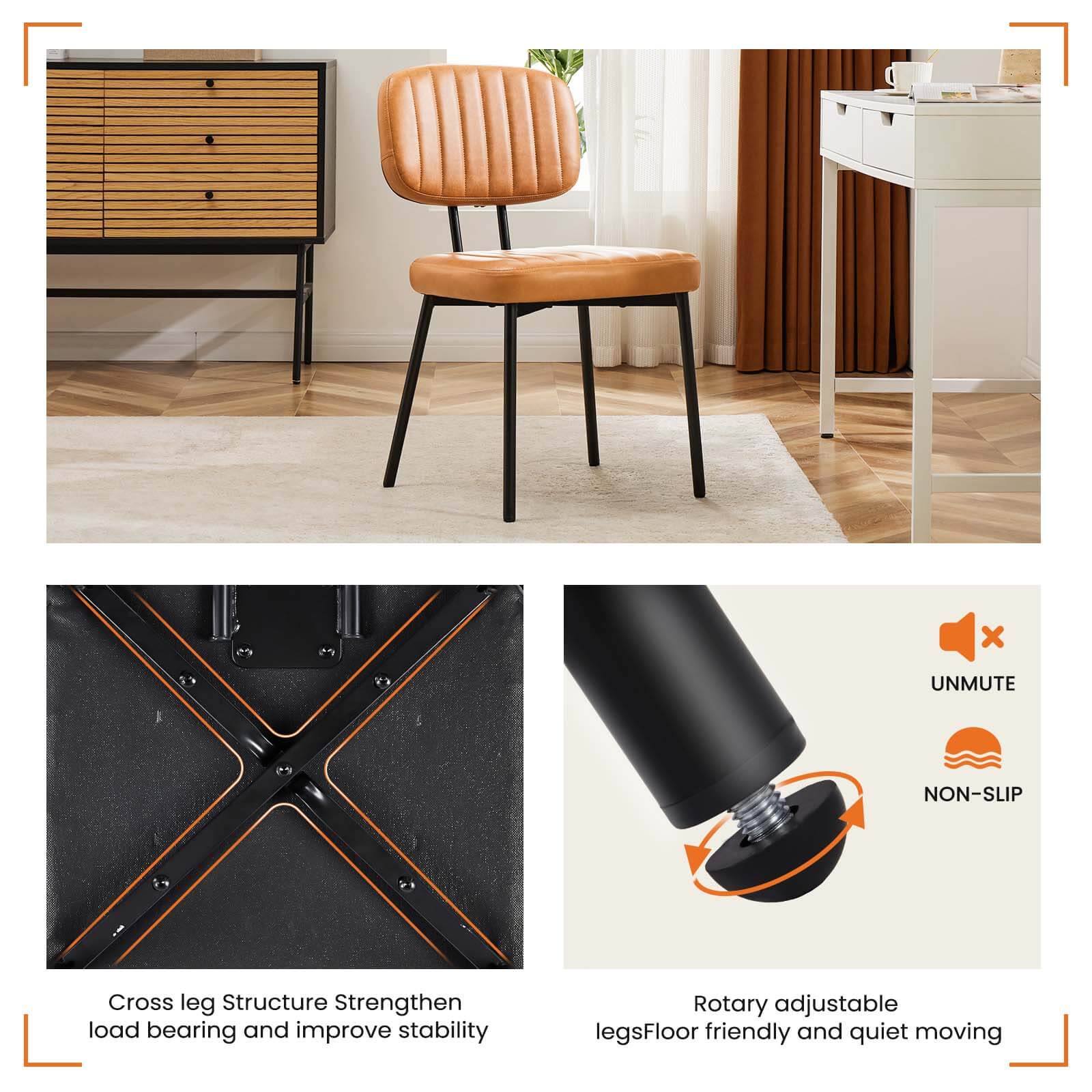 Modern Faux Leather Dining Chairs Set of 2