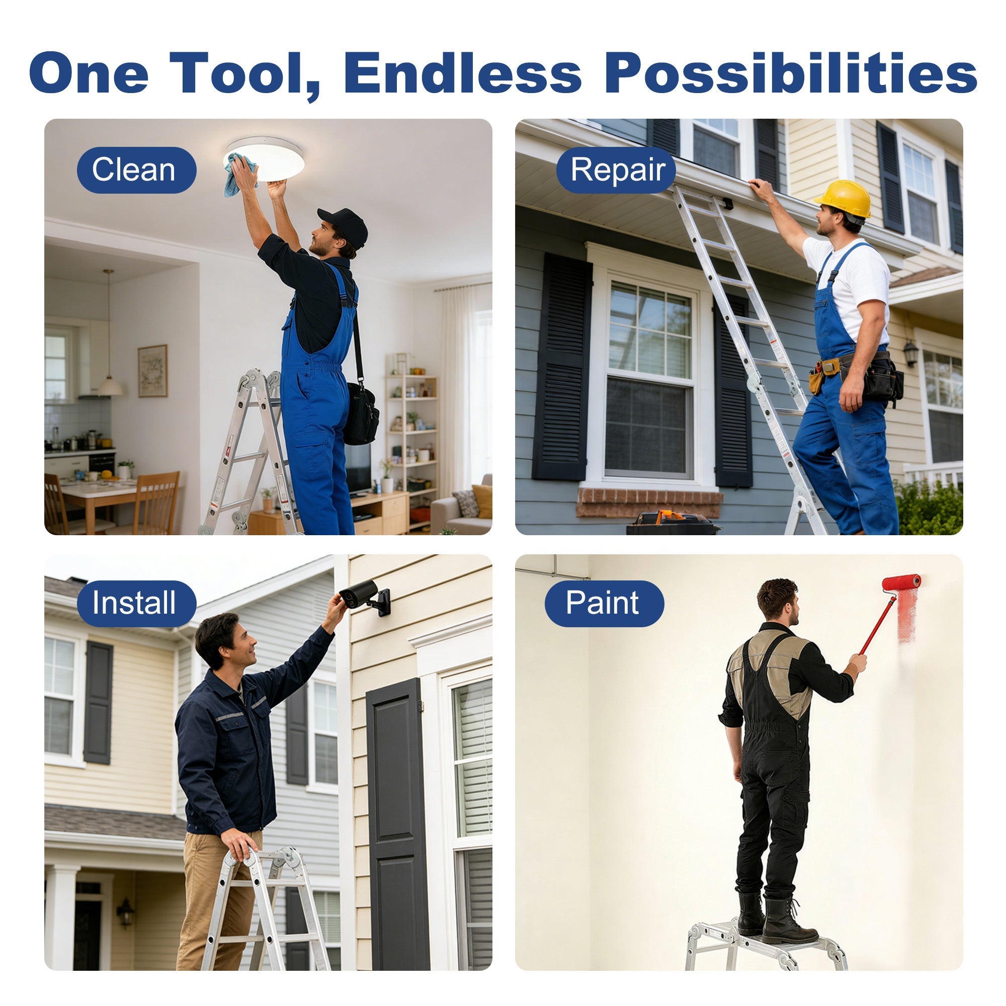 7-in-1 Aluminum Folding Extension Ladder