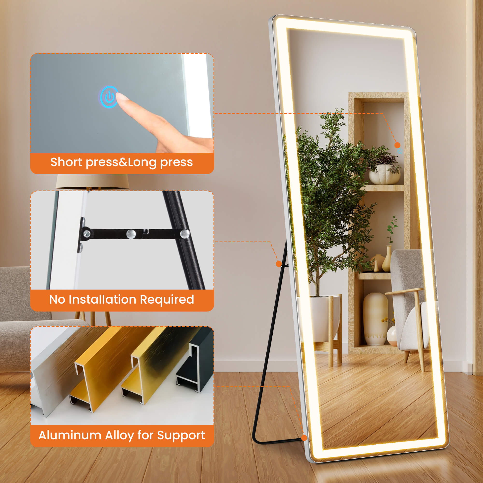 3-Color LED Illuminated Vanity Mirror