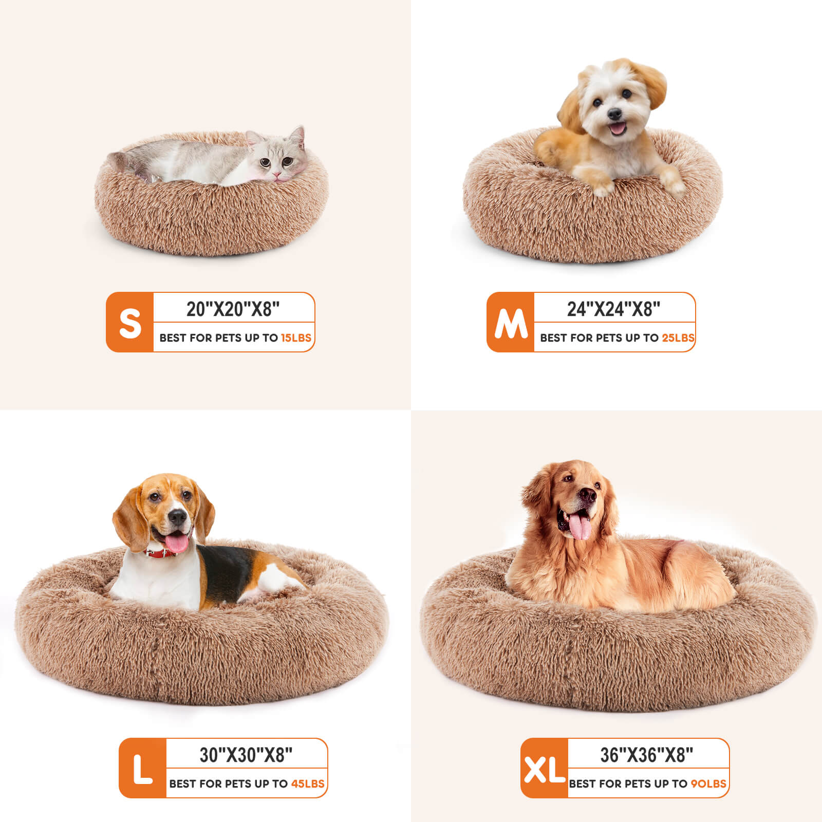 Round Faux Fur Pet Calming Bed