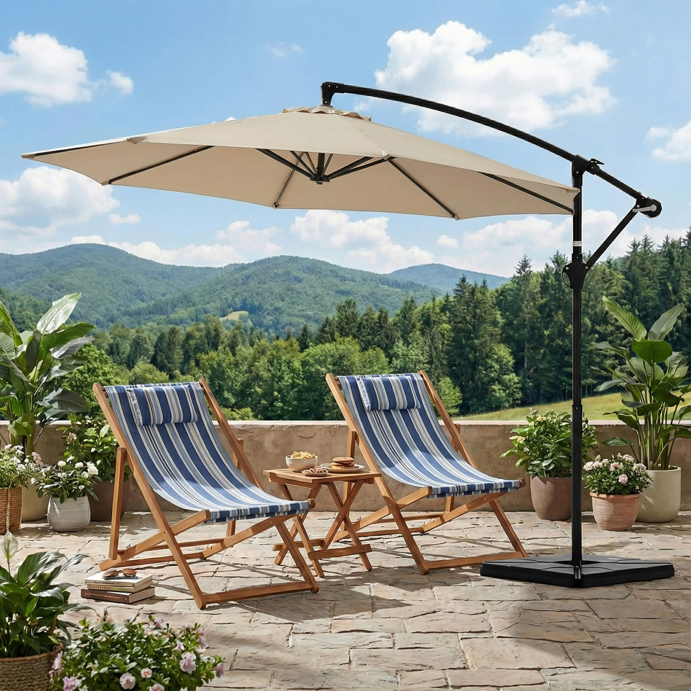 10ft Cantilever Patio Umbrella for Garden, Backyard, Poolside