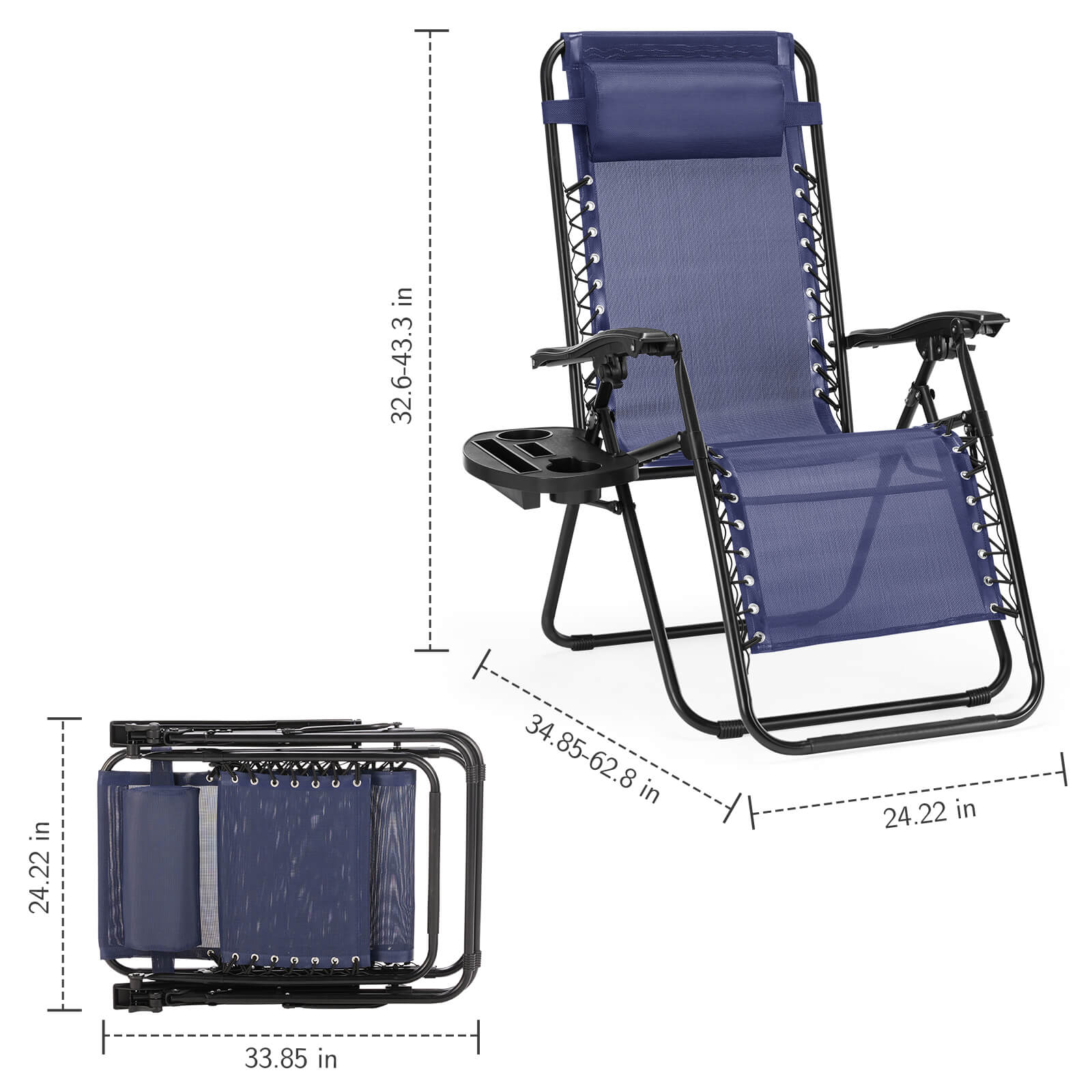 Folding Zero-Gravity Chaise Lounge Set of 2