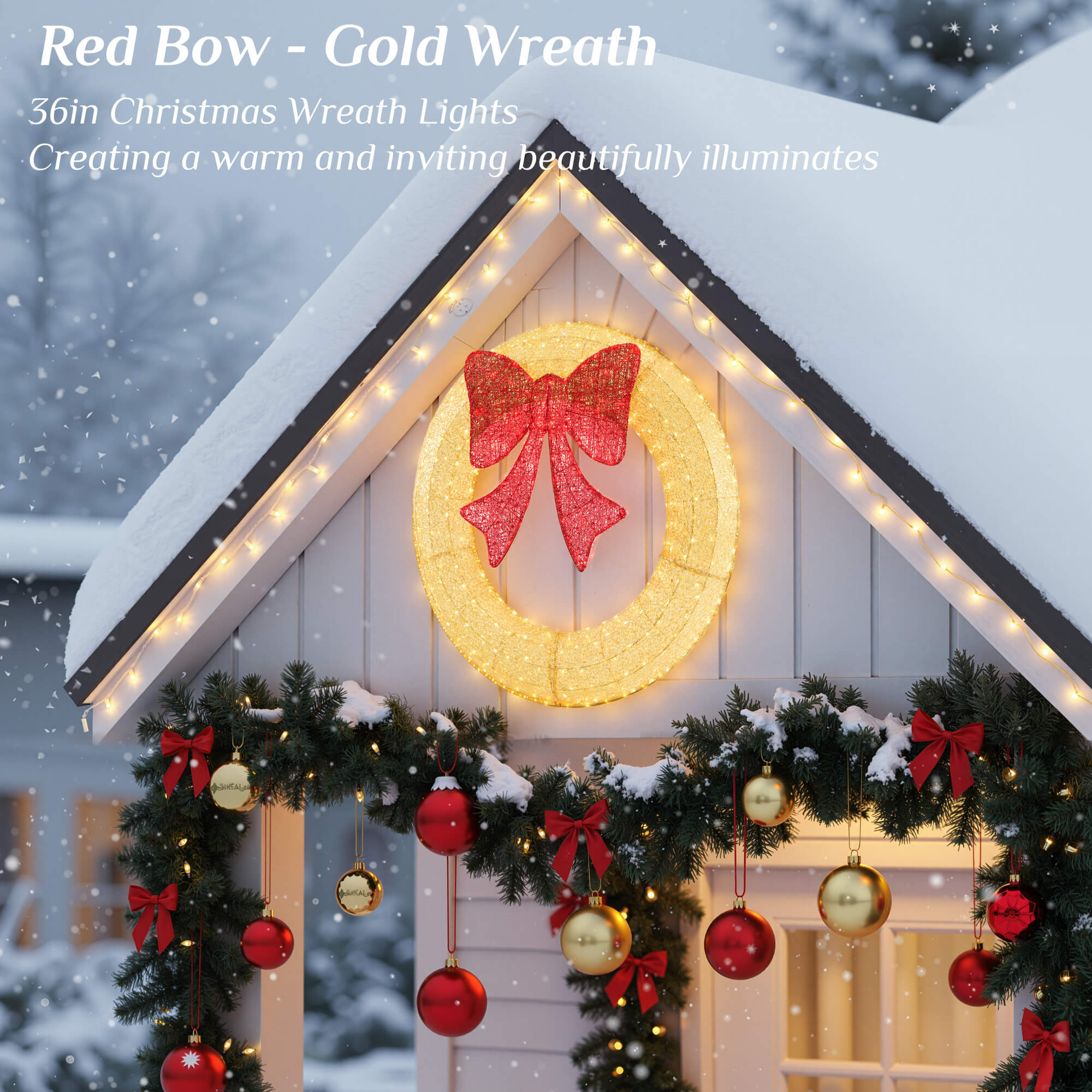 LED Illuminated Christmas Wreath with Remote