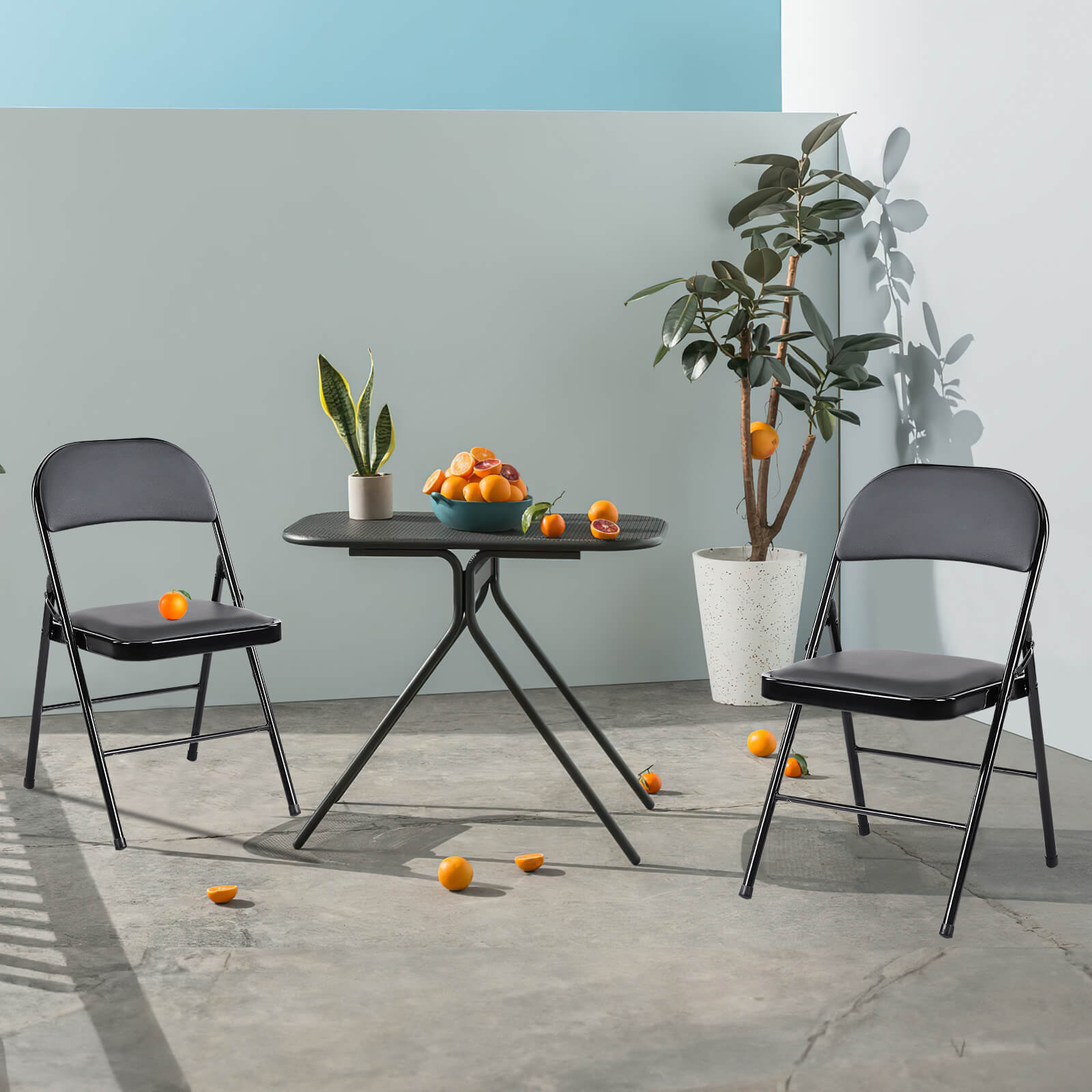Leather Folding Chair Black
