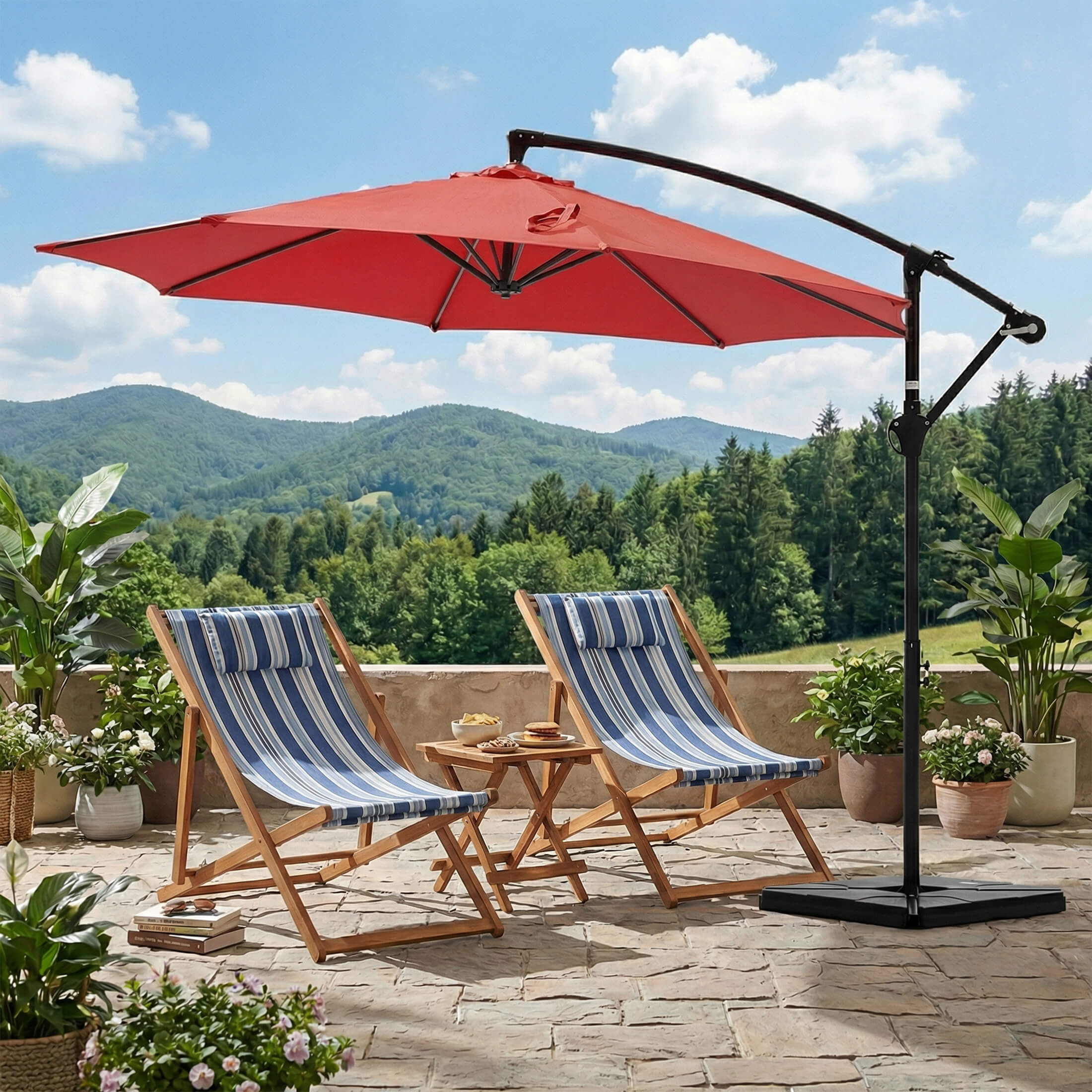 10ft Cantilever Patio Umbrella for Garden, Backyard, Poolside