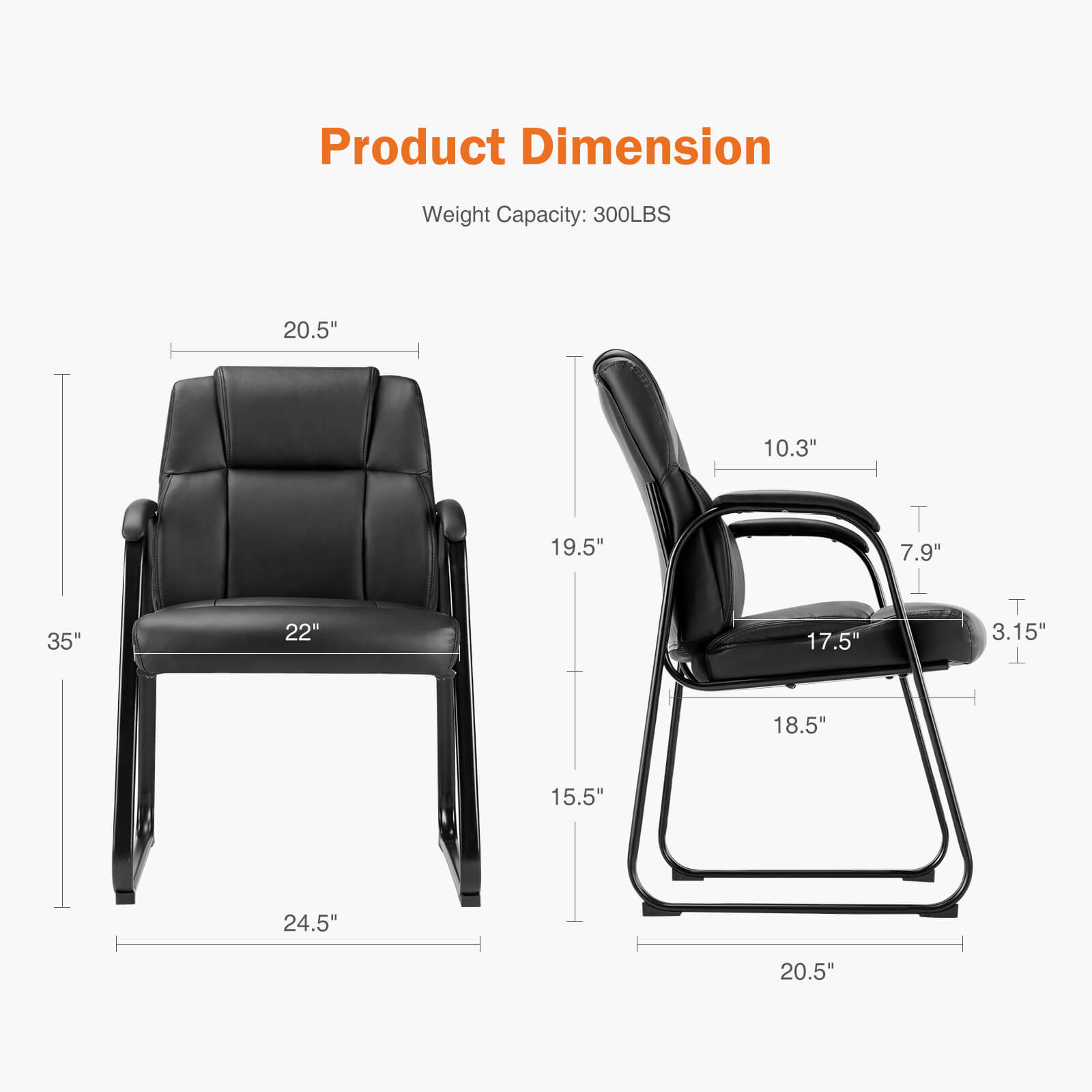Black PU Leather Guest Chair