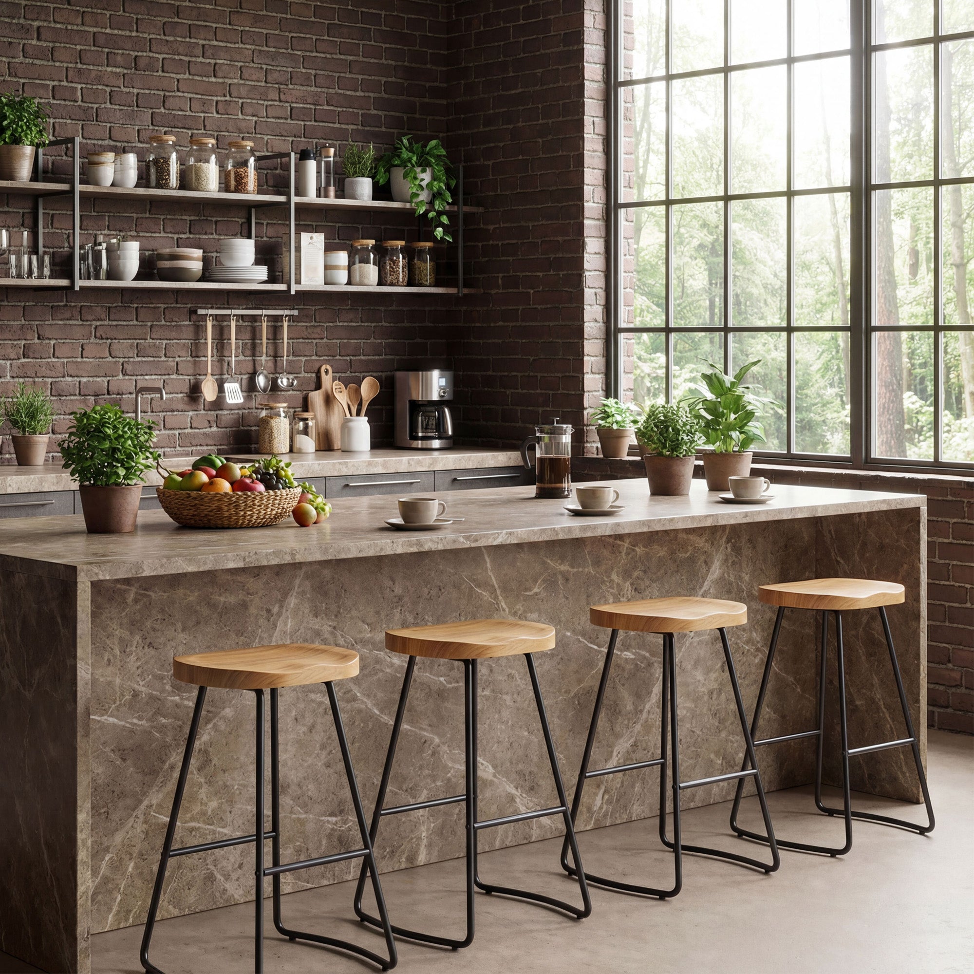 Wooden Counter Height Bar Stool