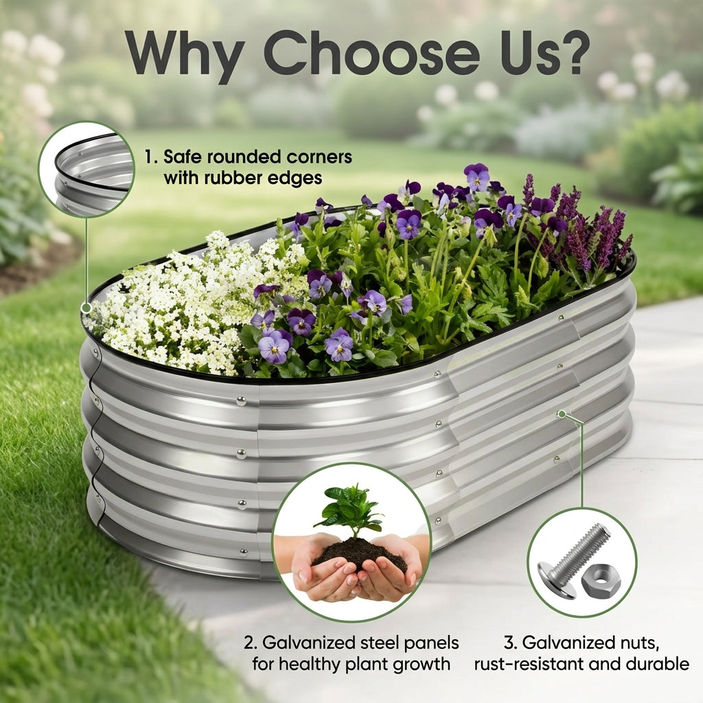 Raised Garden Bed with Greenhouse Cover, Dual-Zipper Roll-Up Door, UV-Resistant PVC, Steel Frame – 2 Sizes
