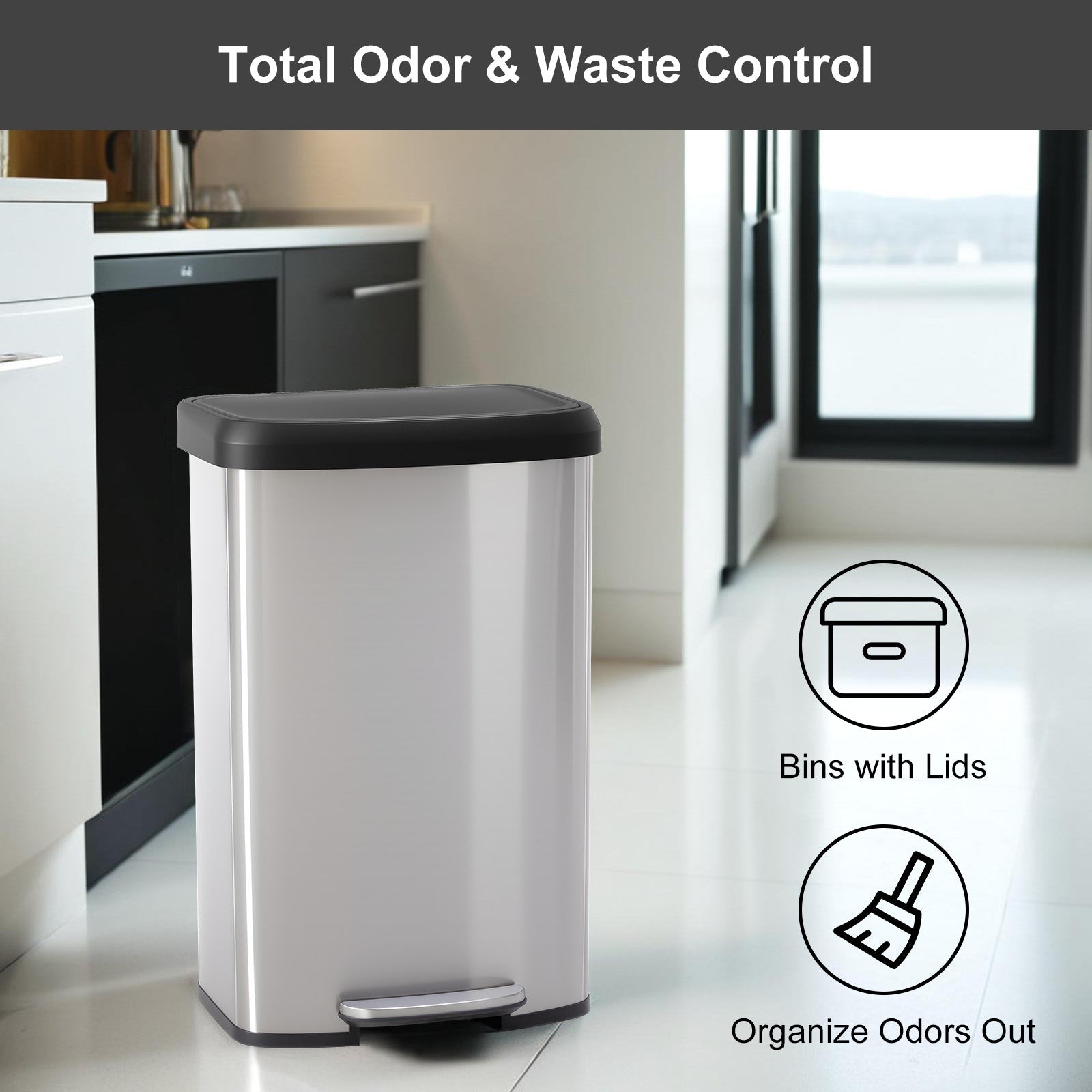 21 Gallon Stainless Steel Step-On Trash Can