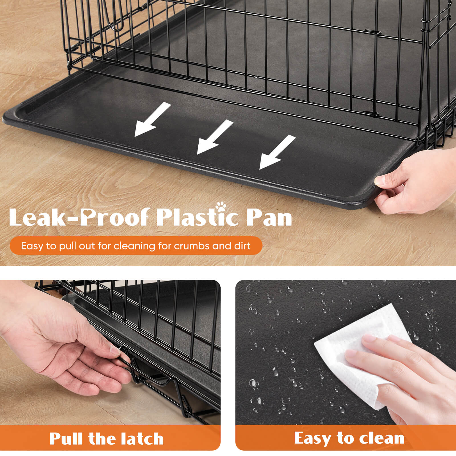 Foldable Double Door Dog Crate with Divider