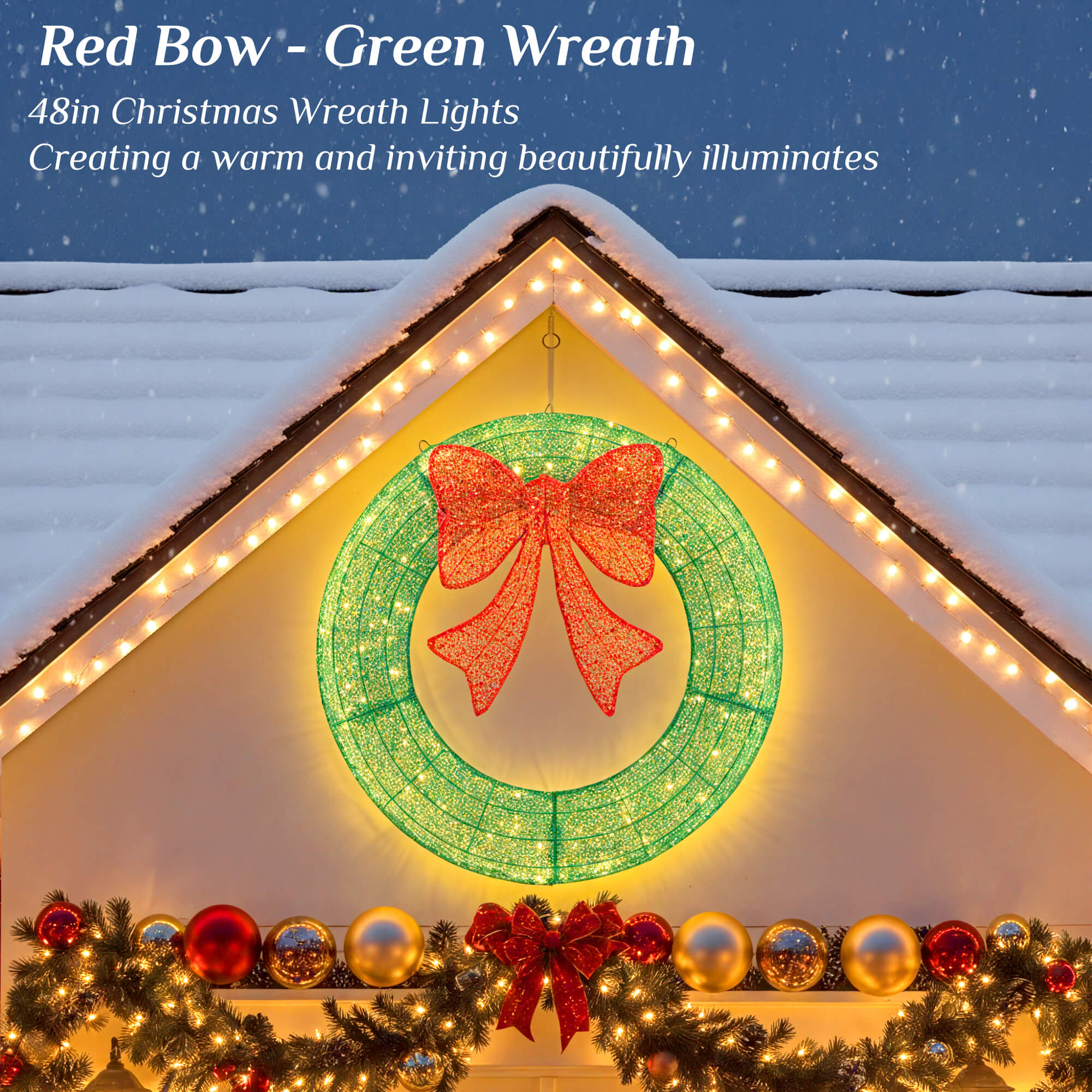 LED Illuminated Christmas Wreath with Remote