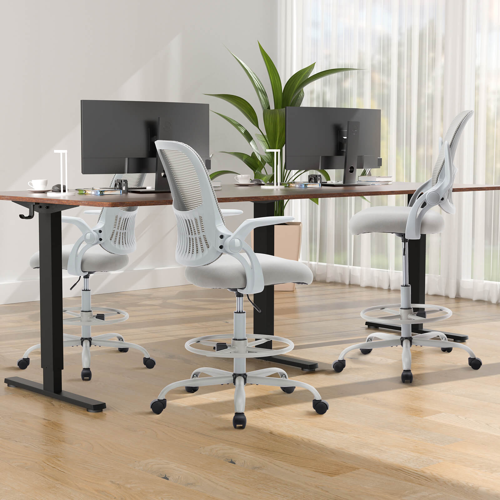Ergonomic Office Chair Flip-Up Armrests Lumbar Support