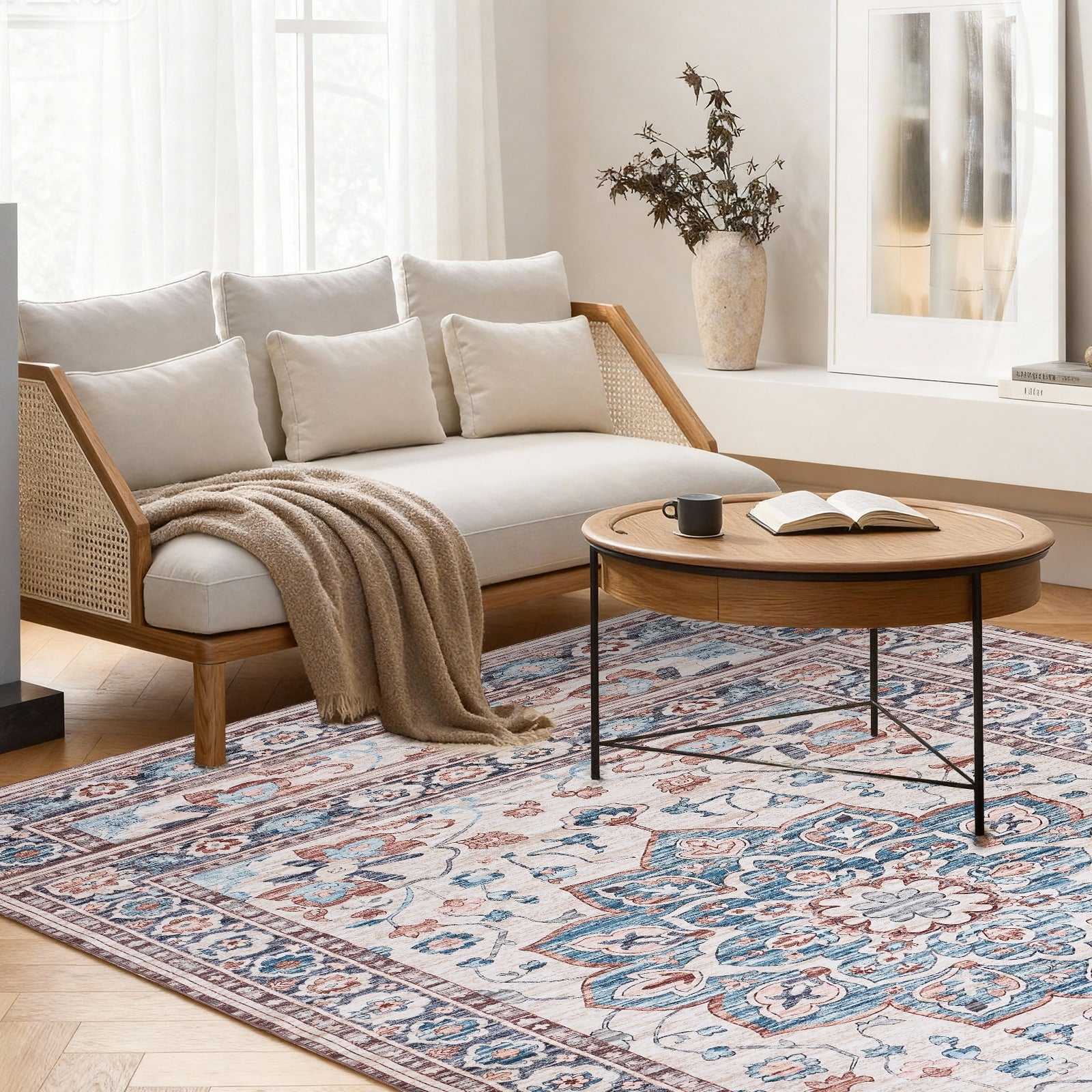 Washable Low-Pile Polyester Area Rug