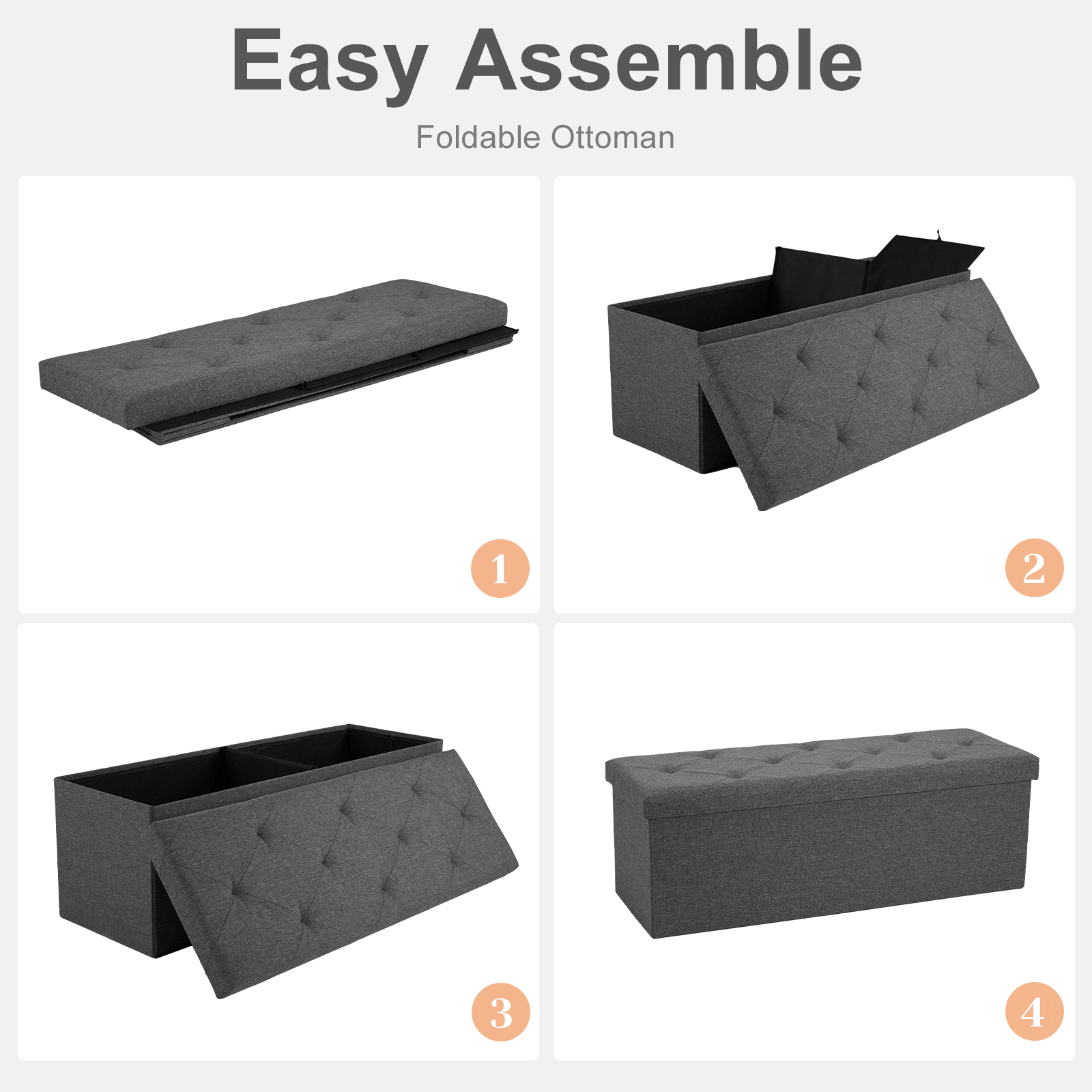 Foldable Linen Storage Ottoman Bench