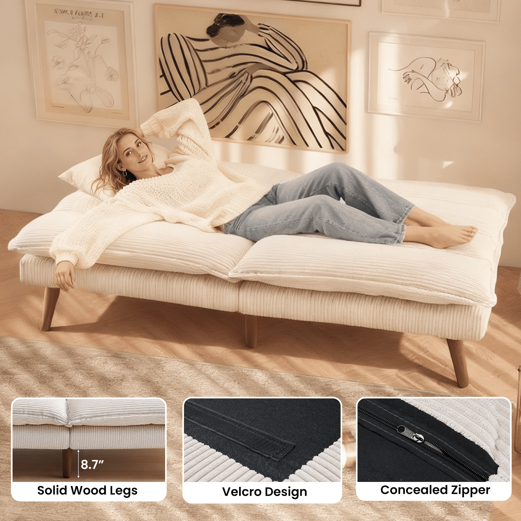 Corduroy Convertible Futon Sofa Bed