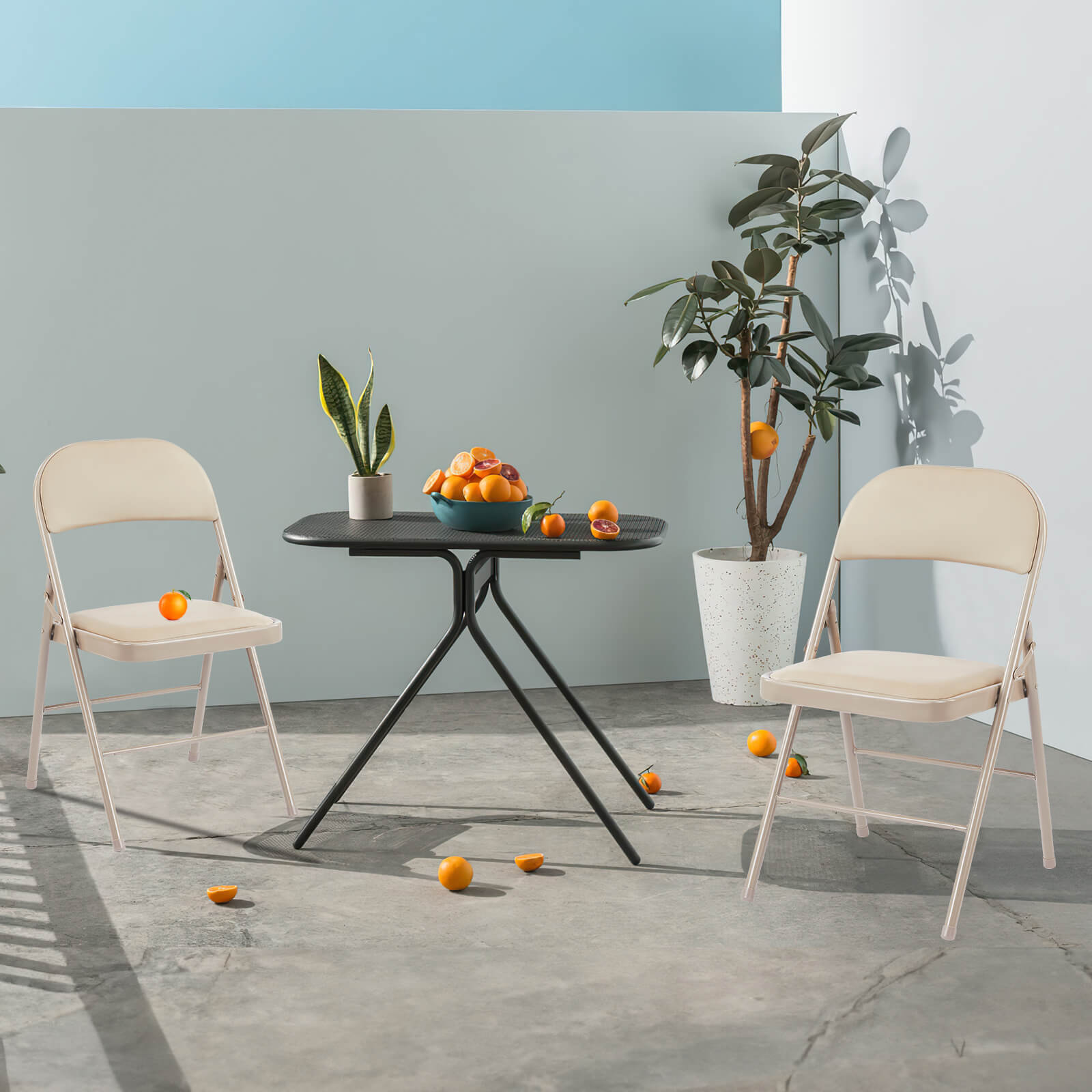 Leather Folding Chair Black