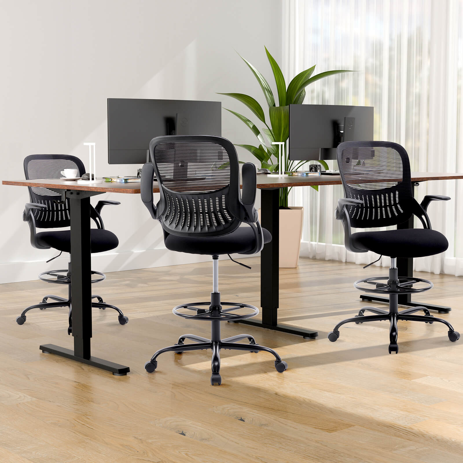 Ergonomic Office Chair Flip-Up Armrests Lumbar Support