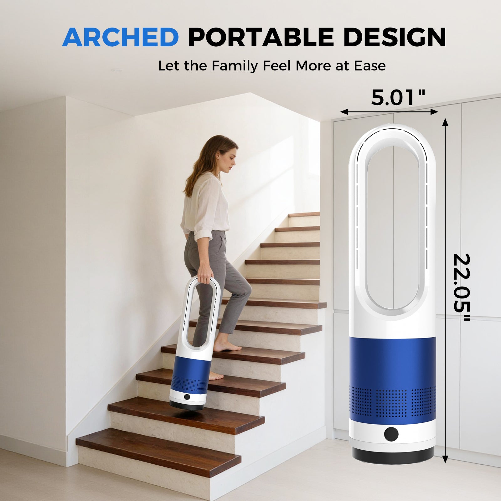 Bladeless Tower Fan 8-Speed 80° Oscillating