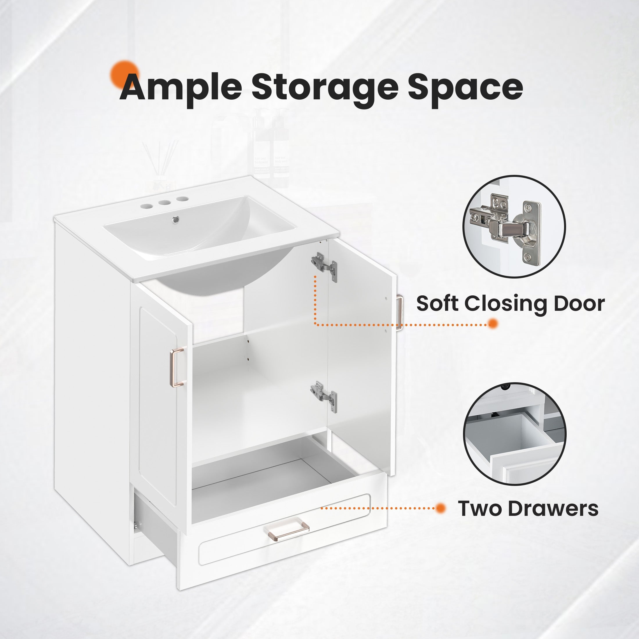 Modern White Bathroom Vanity Cabinet with Sink
