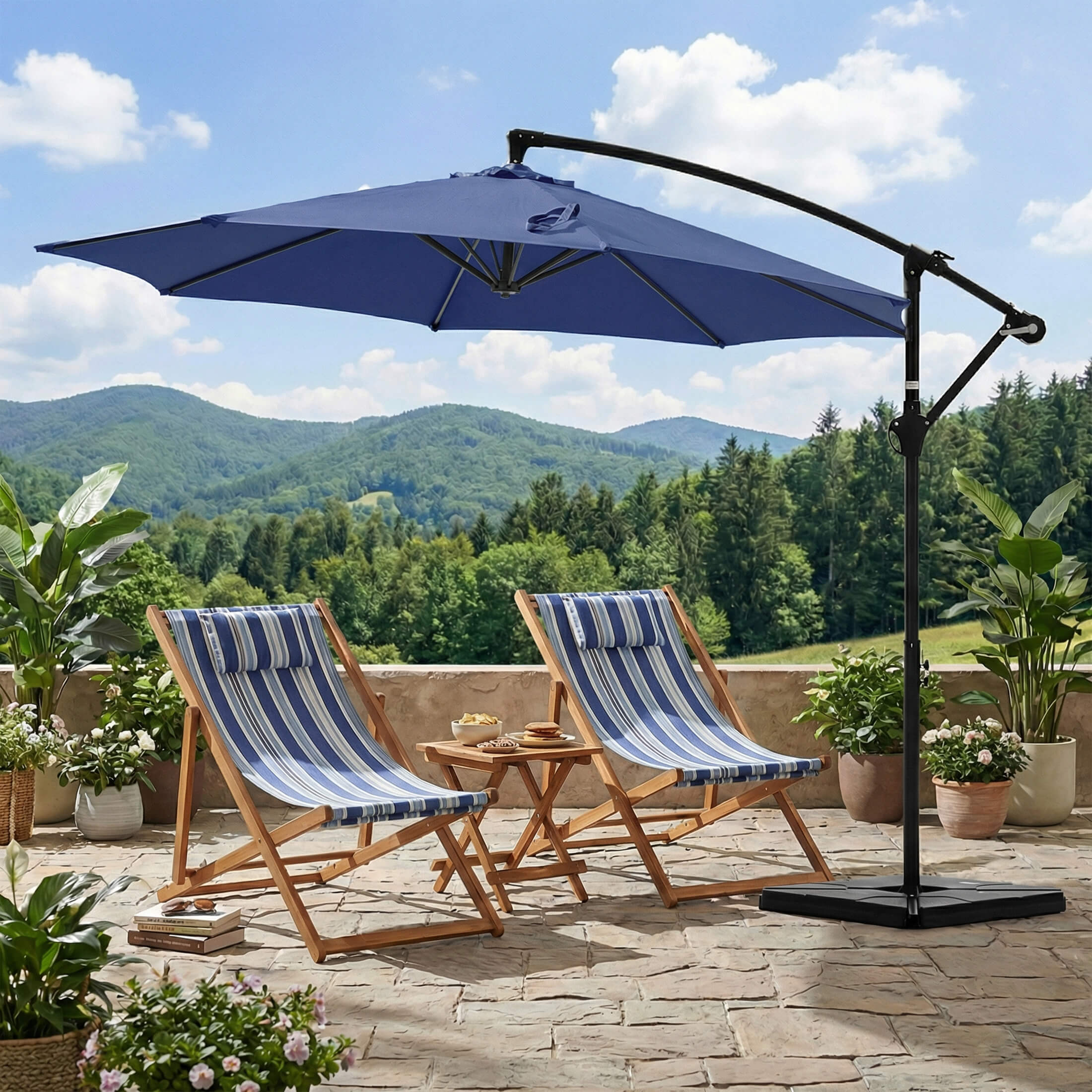 10ft Cantilever Patio Umbrella for Garden, Backyard, Poolside