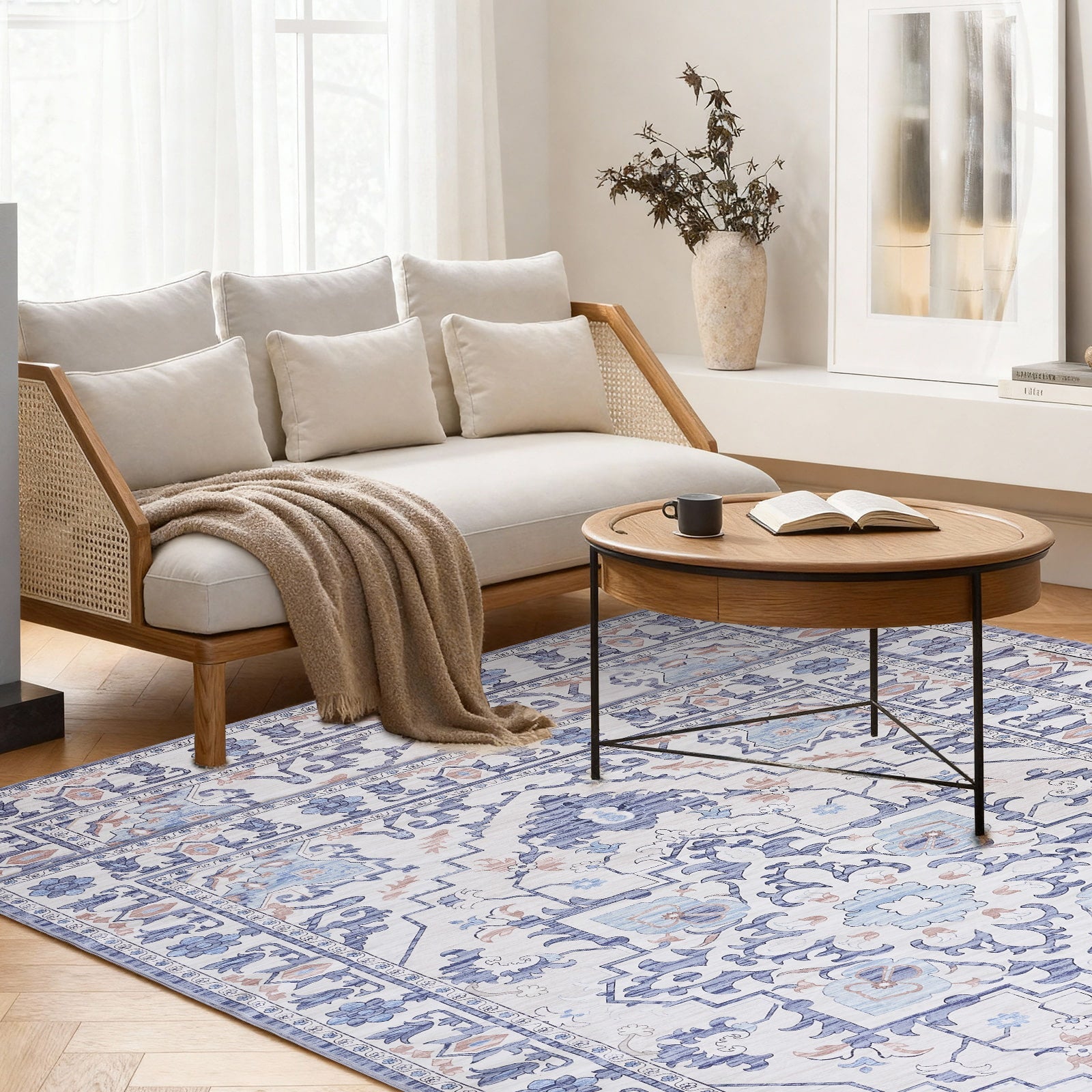 Washable Low-Pile Polyester Area Rug