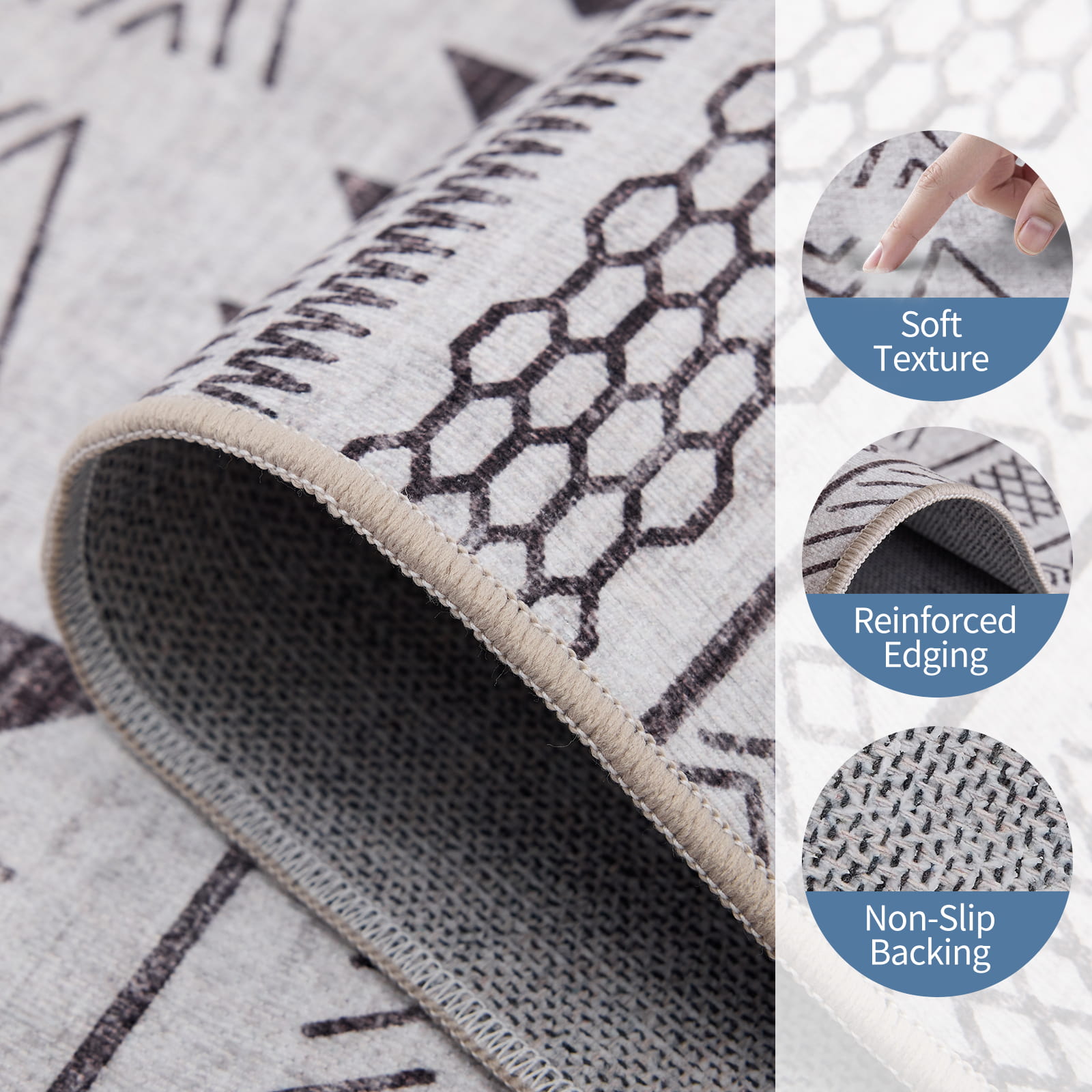 Washable Beige Weave Area Rug