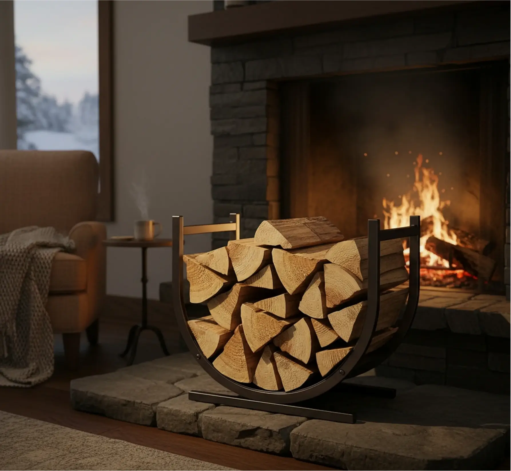 firewood rack indoor