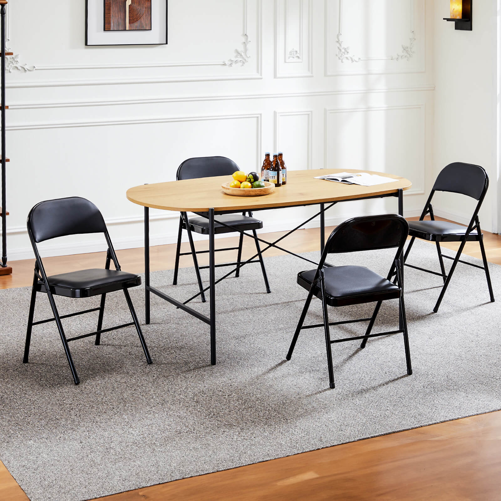 Leather Folding Chair Black