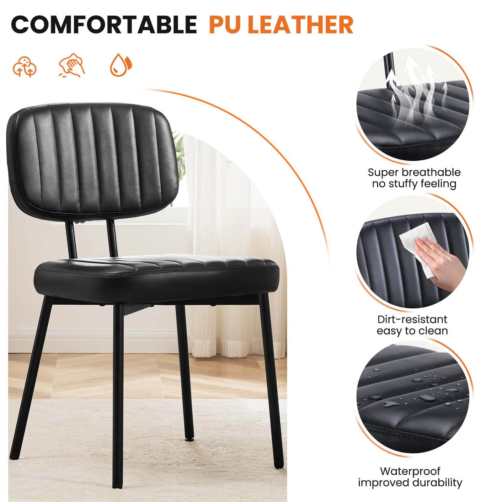 Modern Faux Leather Dining Chairs Set of 2