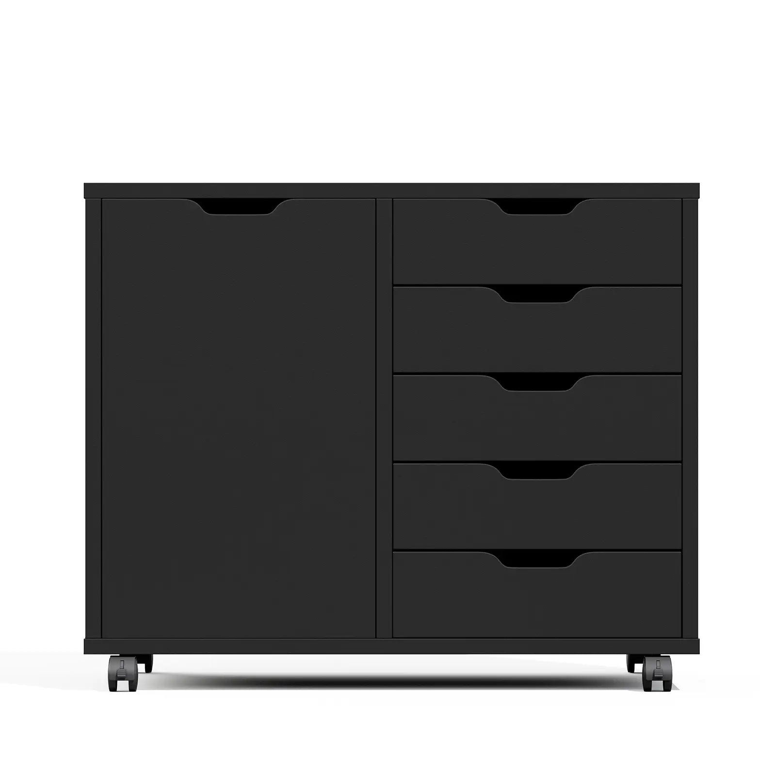 5-Layer Wooden Filing Cabinet with Wheels & Adjustable Shelves – Home Office Storage