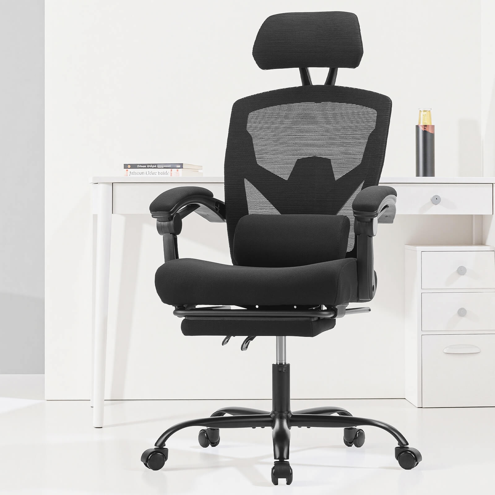 Retractable Footrest Swivel Office Chair