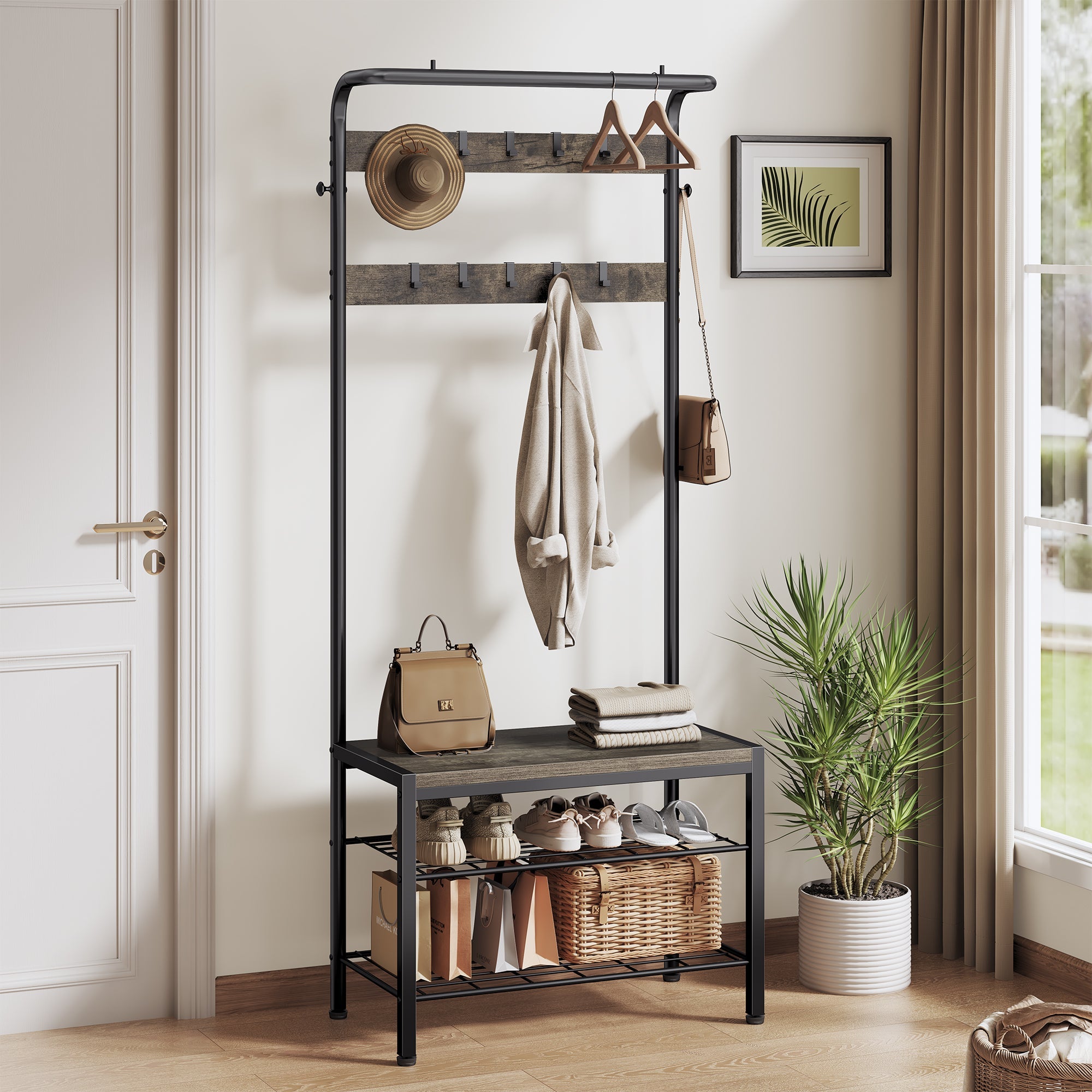 Modern Entryway Hall Tree with Bench